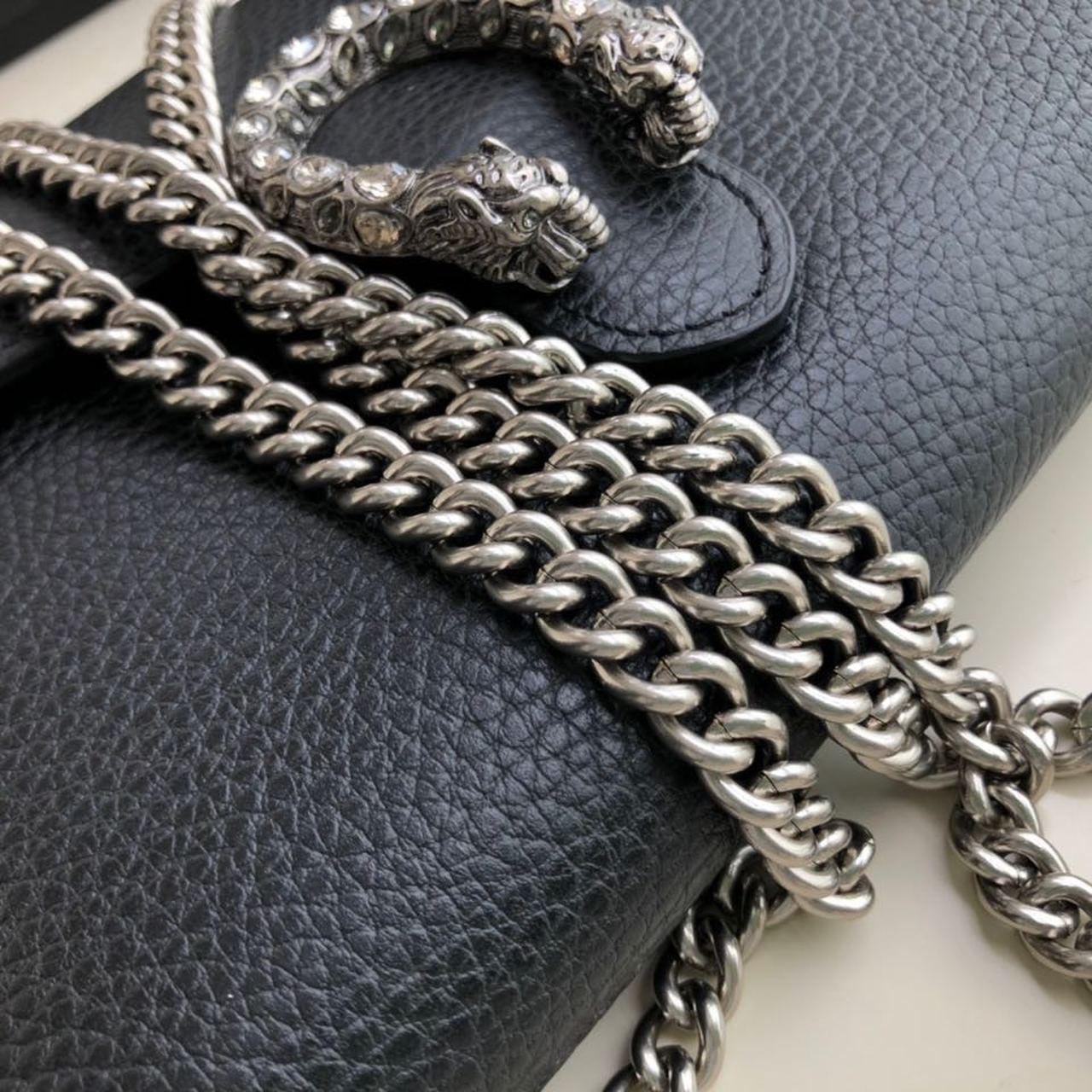 Gucci Dionysus Mini Chain Bag Black Metal-Free Tanned For Women 8in/20cm GG 401231 CAOGN 8176