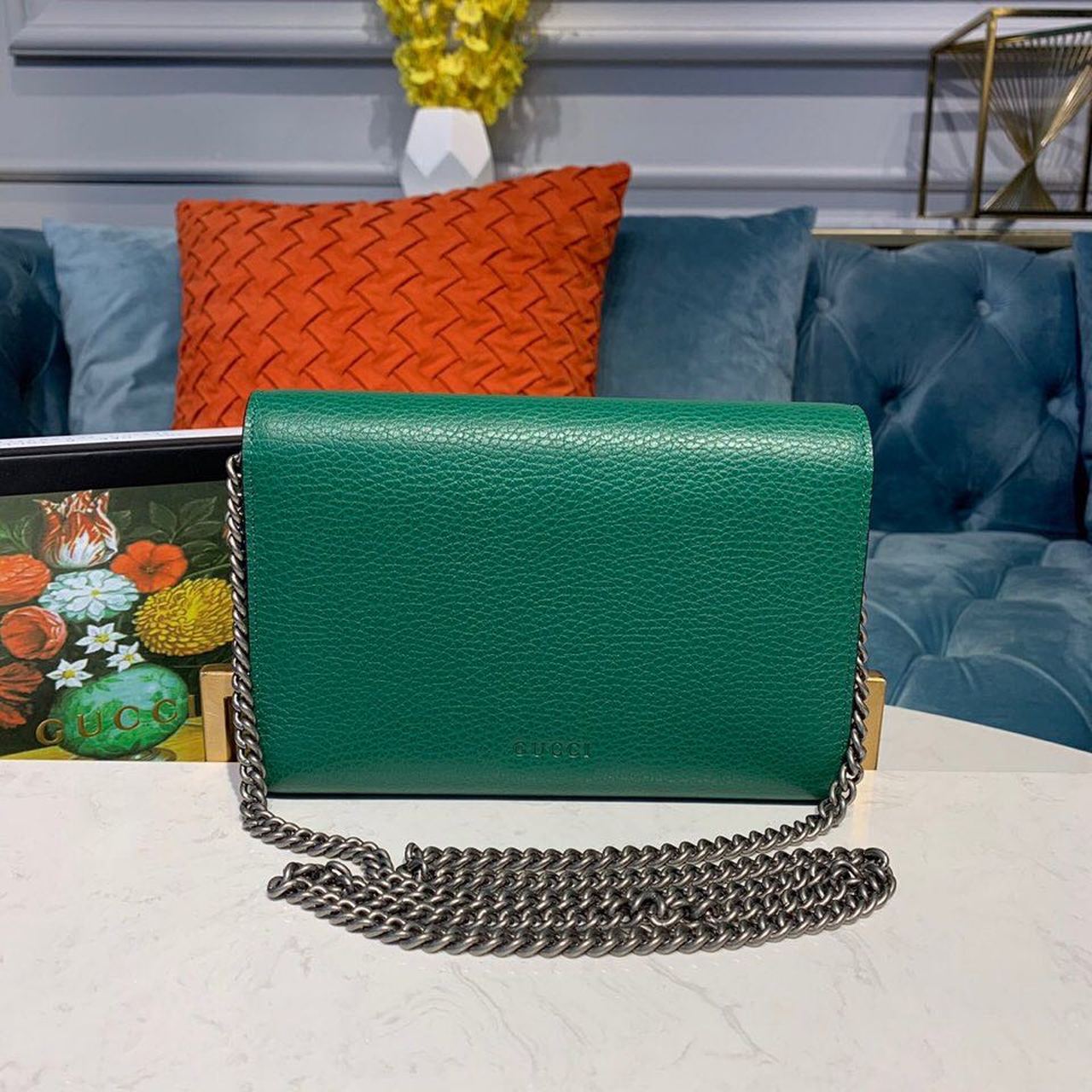 Gucci Dionysus Mini Chain Bag Emerald Green Metal-Free Tanned For Women 8in/20cm GG 401231 CAOGX 3120