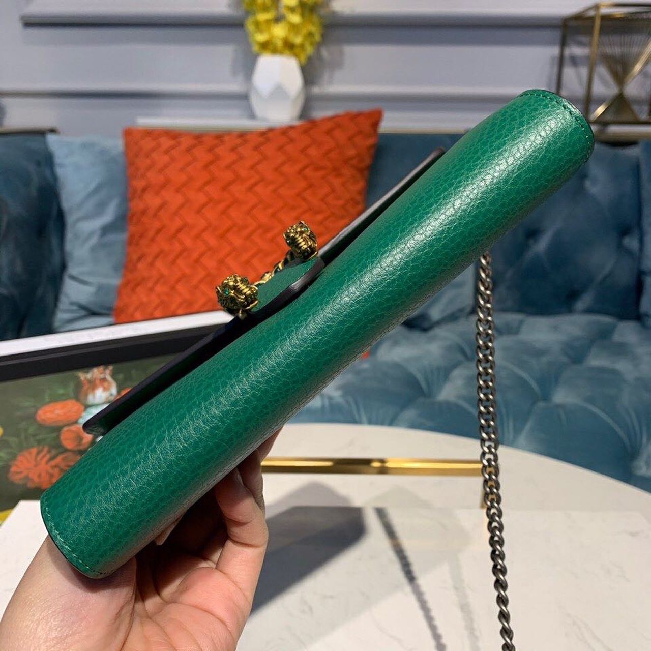 Gucci Dionysus Mini Chain Bag Emerald Green Metal-Free Tanned For Women 8in/20cm GG 401231 CAOGX 3120