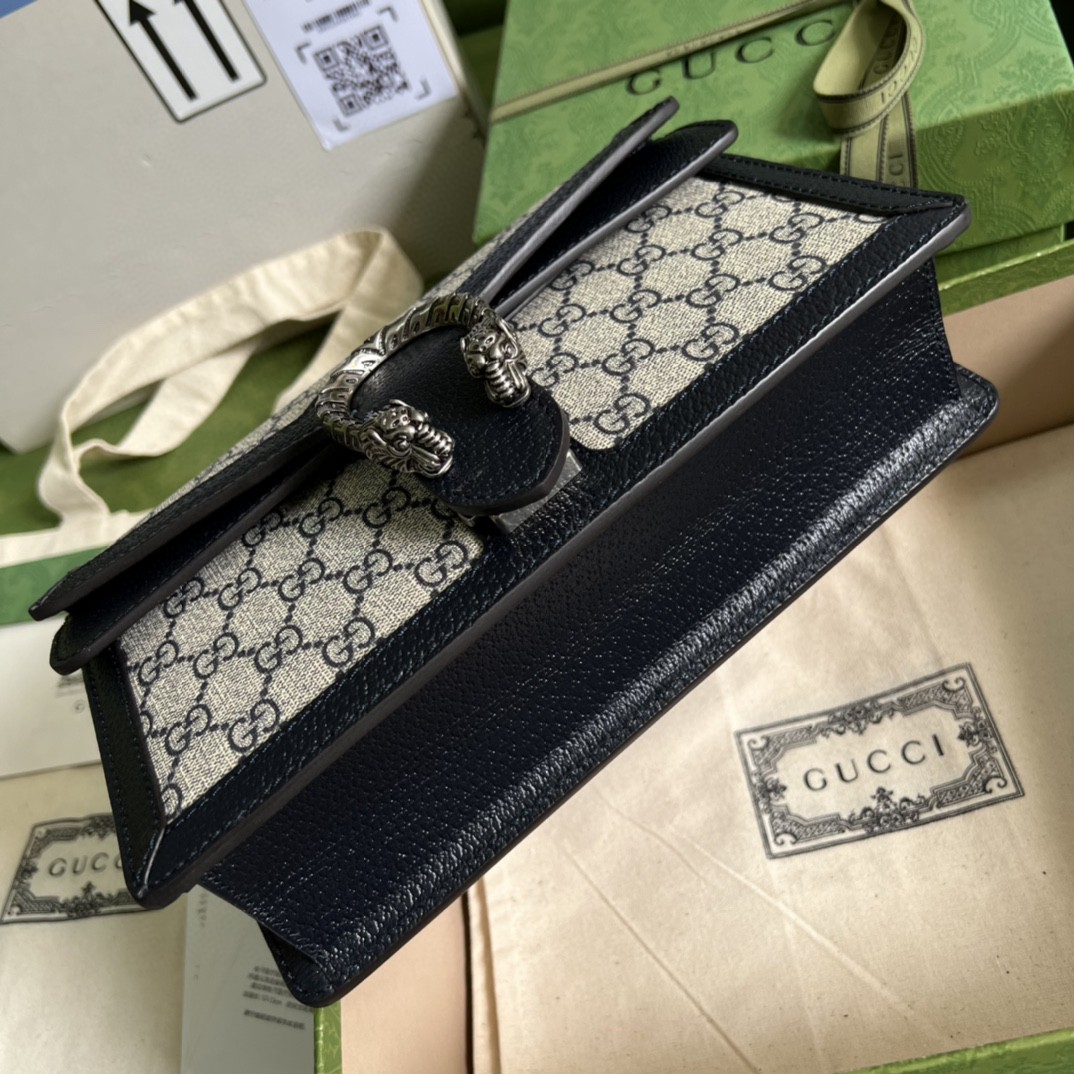 Gucci Dionysus Small GG Shoulder Bag Beige And Blue GG Supreme Canvas For Women 10in/25cm 499623GSN 4075