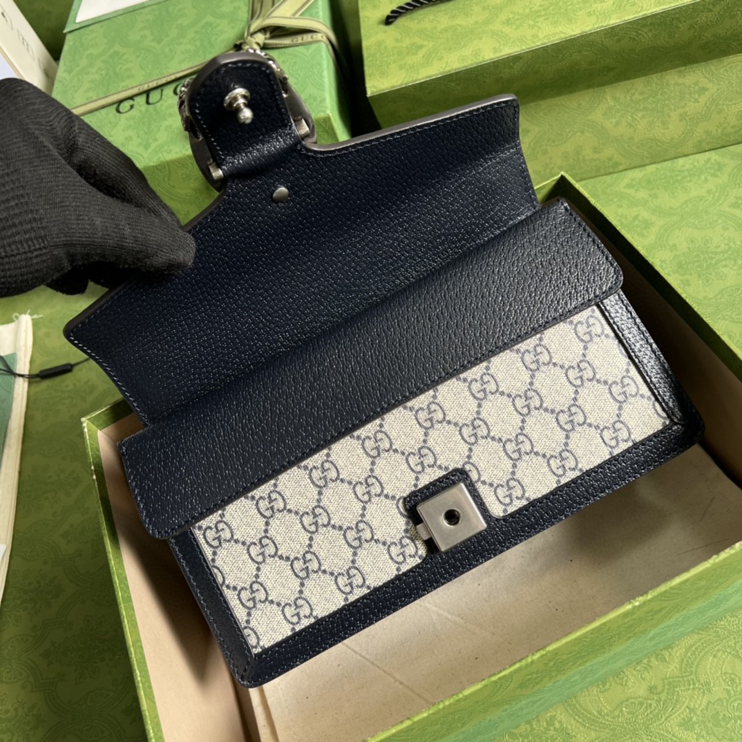 Gucci Dionysus Small GG Shoulder Bag Beige And Blue GG Supreme Canvas For Women 10in/25cm 499623GSN 4075
