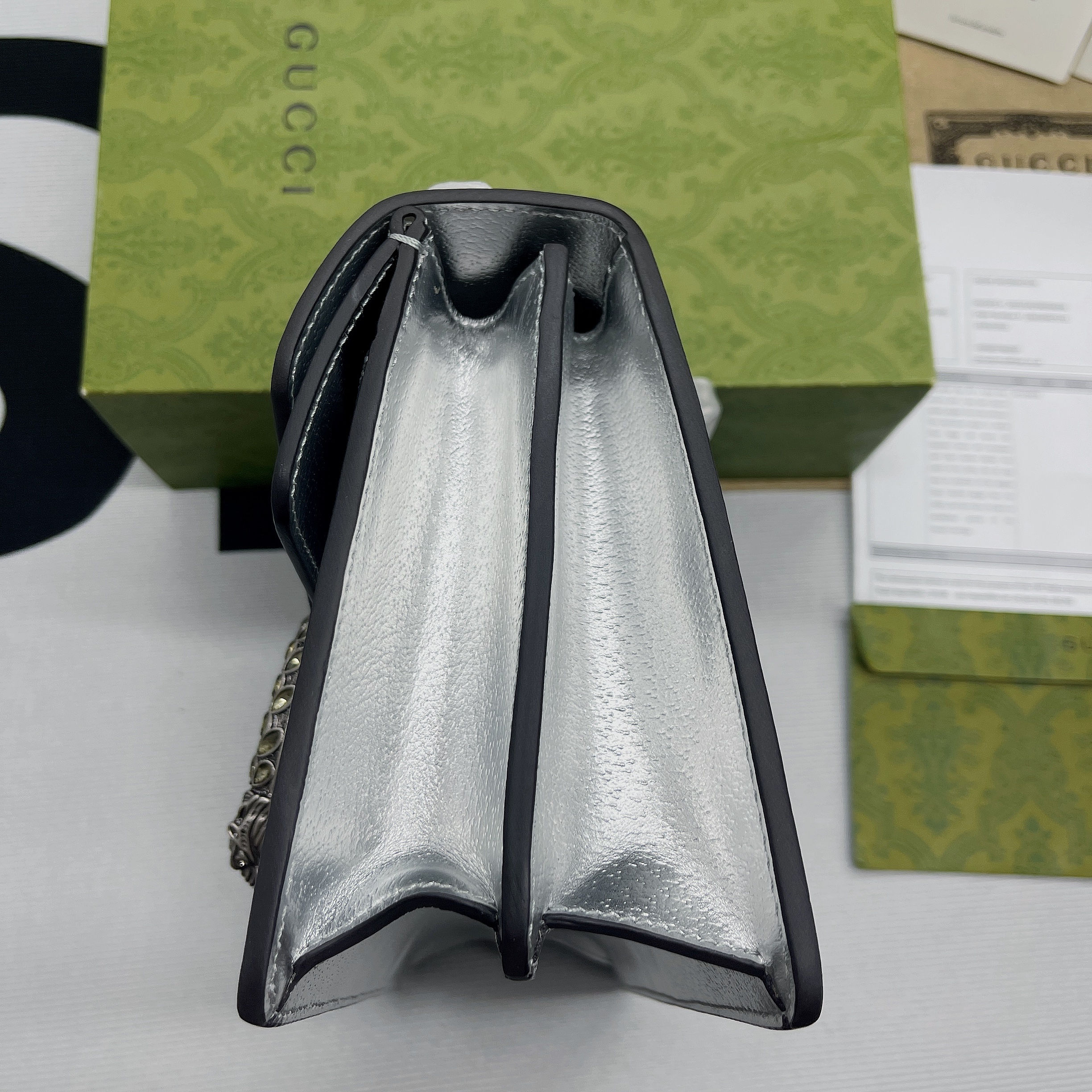 Gucci Dionysus Small Shoulder Bag Silver For Women, Women’s Bags 10in/26cm GG 499623 1TRBN 8173
