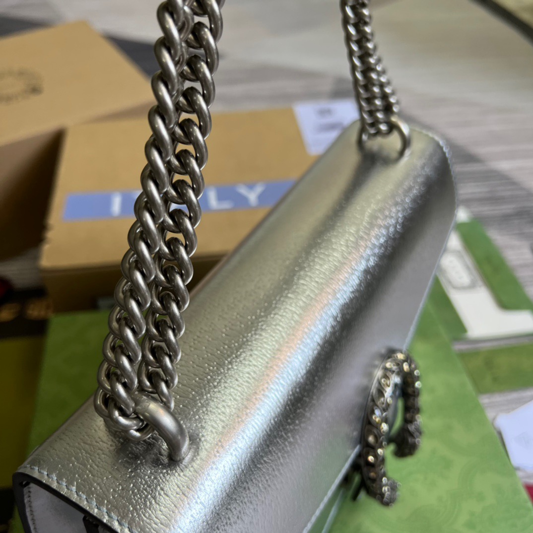 Gucci Dionysus Small Shoulder Bag Silver For Women, Women’s Bags 10in/26cm GG 499623 1TRBN 8173