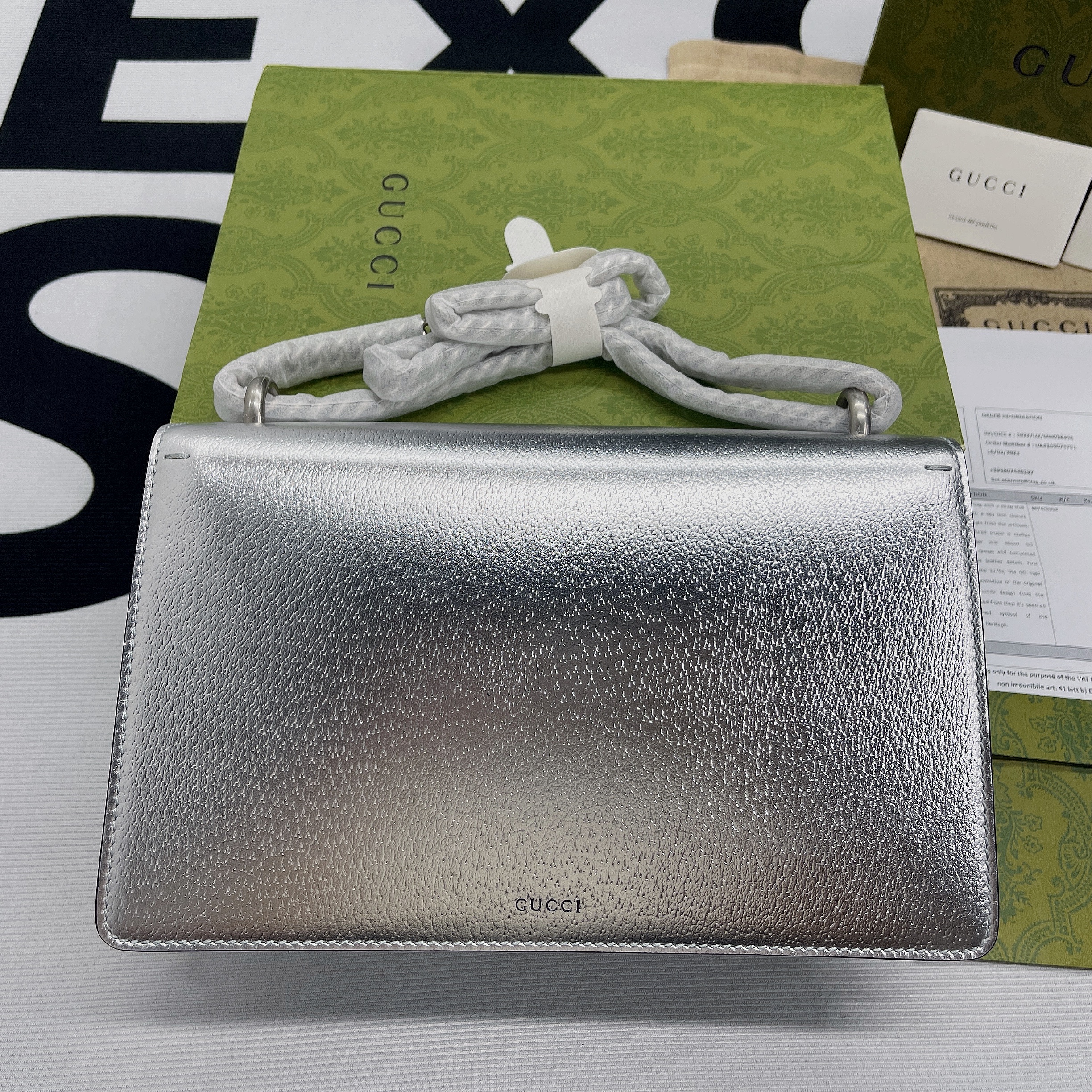 Gucci Dionysus Small Shoulder Bag Silver For Women, Women’s Bags 10in/26cm GG 499623 1TRBN 8173
