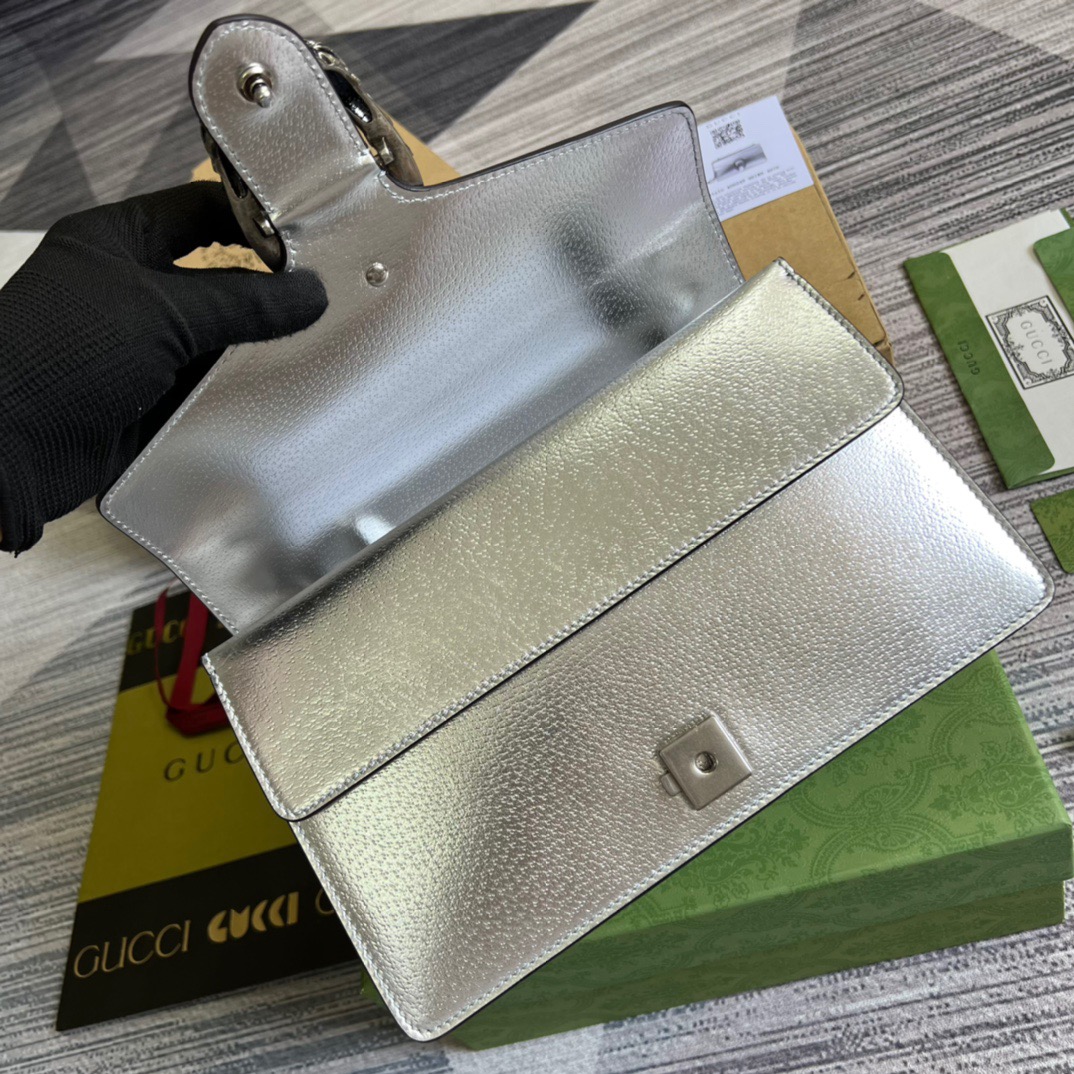 Gucci Dionysus Small Shoulder Bag Silver For Women, Women’s Bags 10in/26cm GG 499623 1TRBN 8173