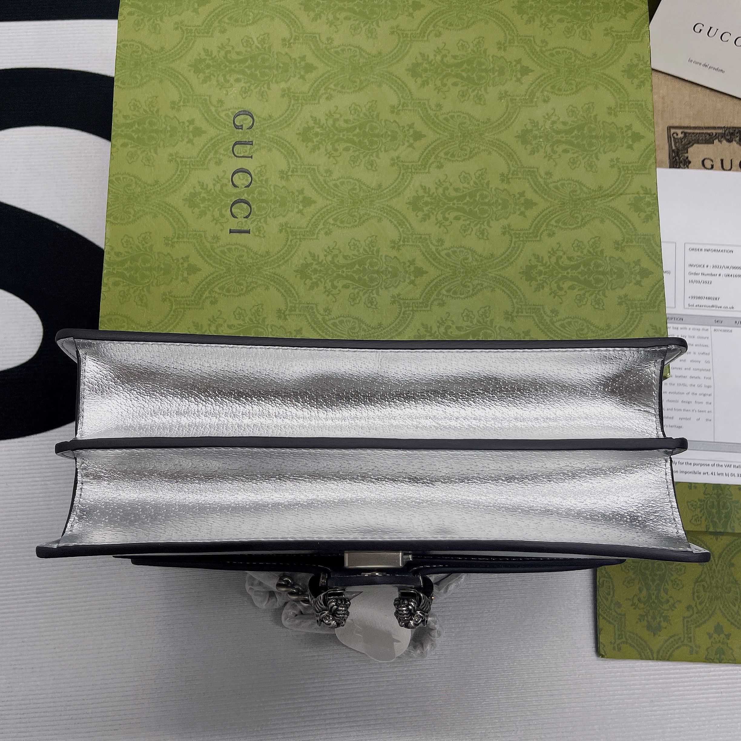 Gucci Dionysus Small Shoulder Bag Silver For Women, Women’s Bags 10in/26cm GG 499623 1TRBN 8173