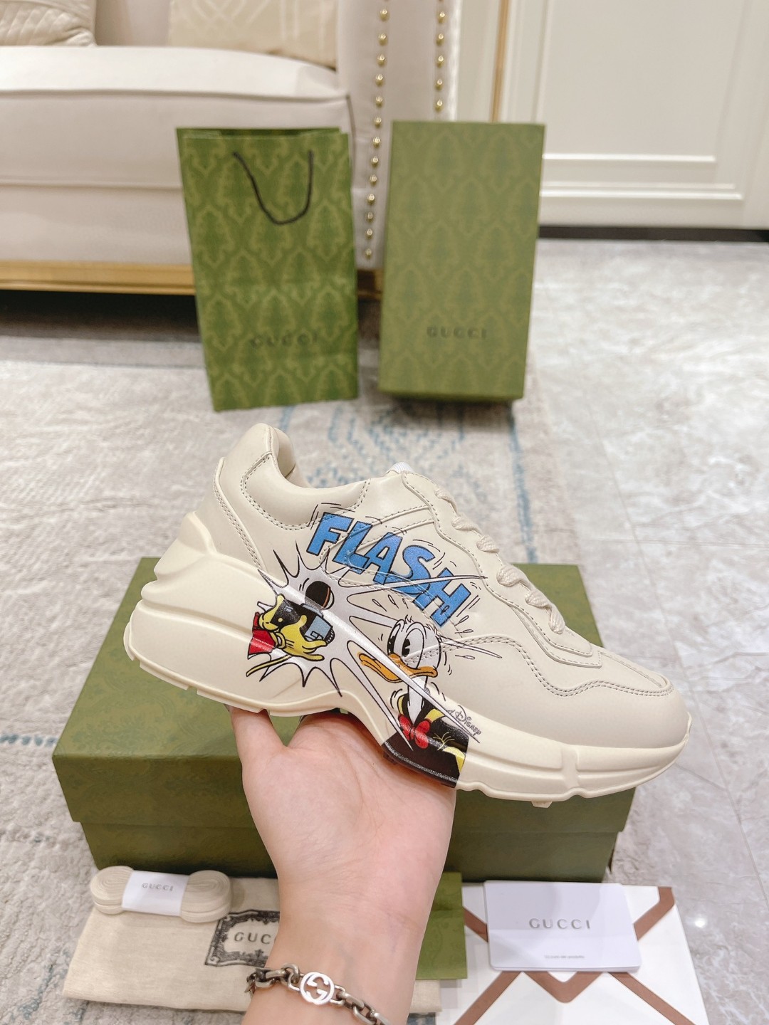 Gucci Disney x Donald Duck Rhyton Sneaker White For Men 646506 DRW00 9522