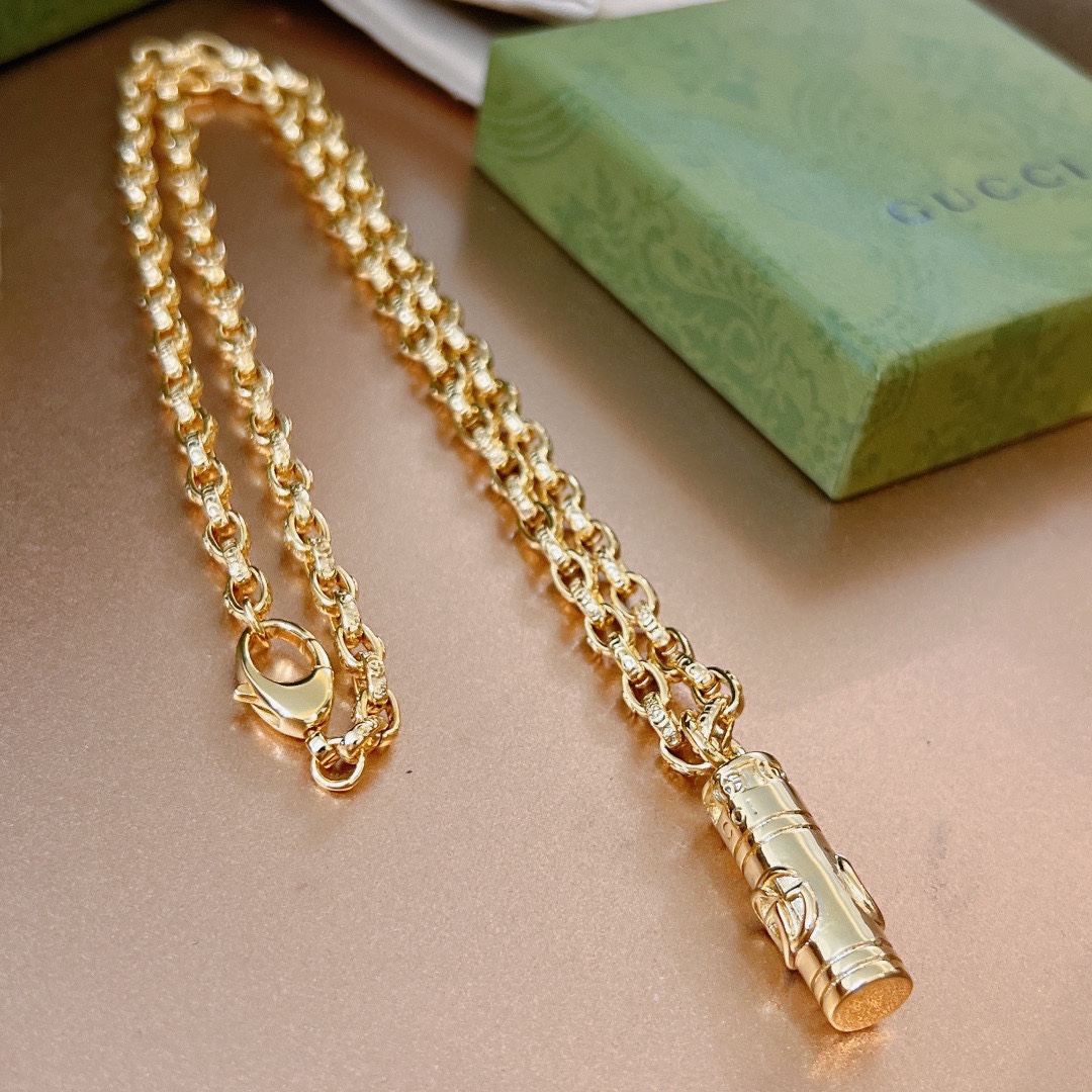 Gucci Double G Classic Punk Necklace Gold For Women