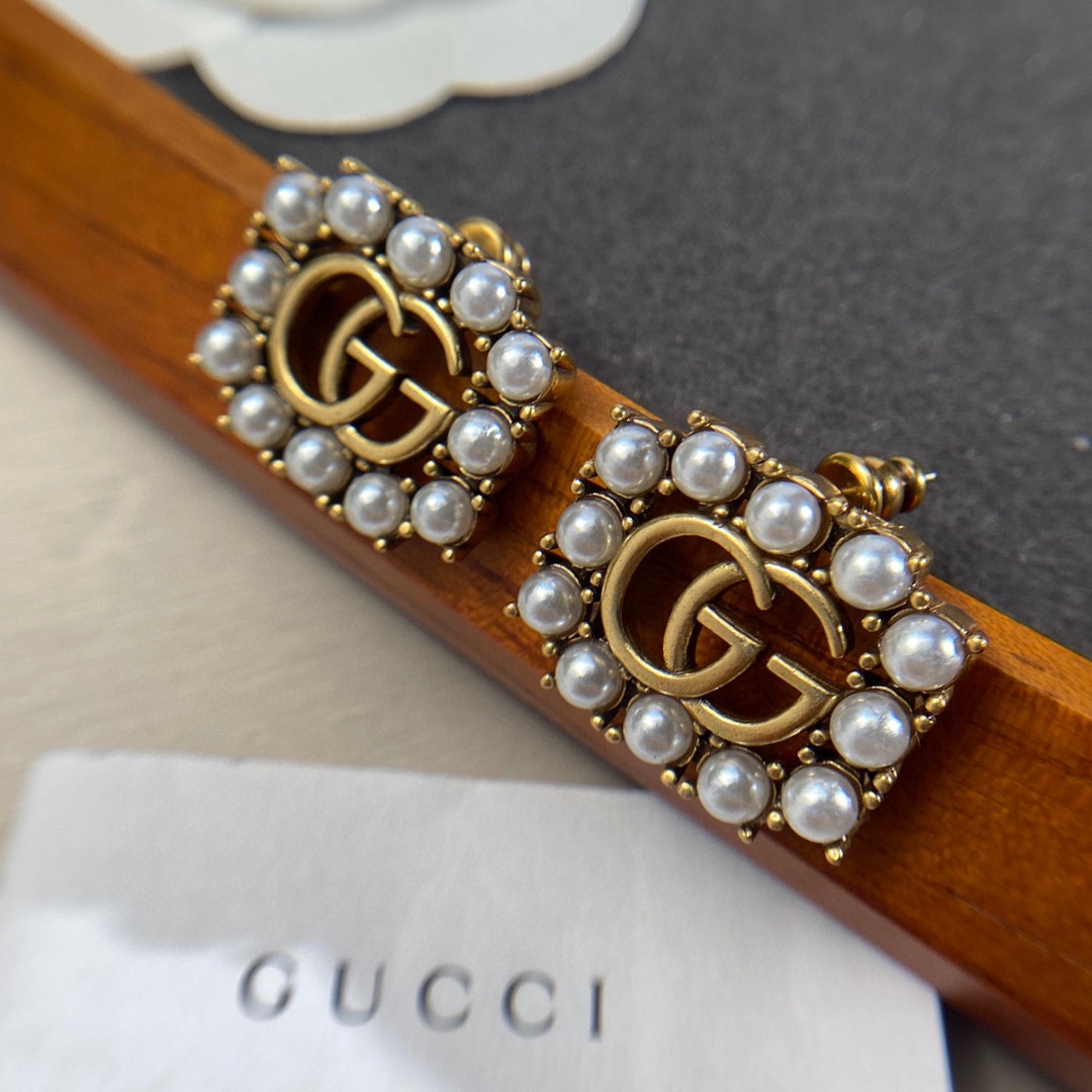 Gucci Double G Earrings White For Women