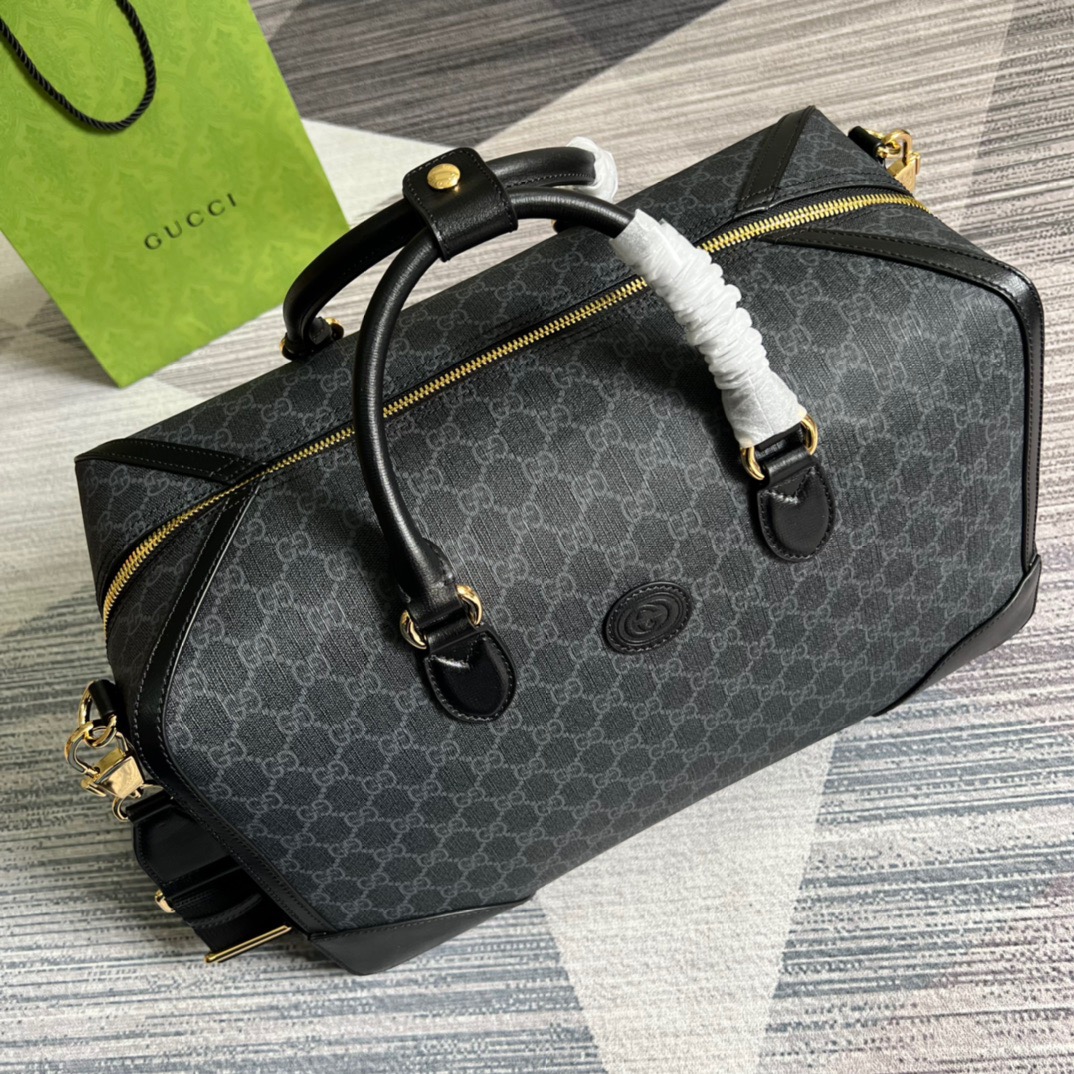Gucci Duffle Bag With Interlocking G Black For Men 16.5in/42cm ?696014 92THF 1000