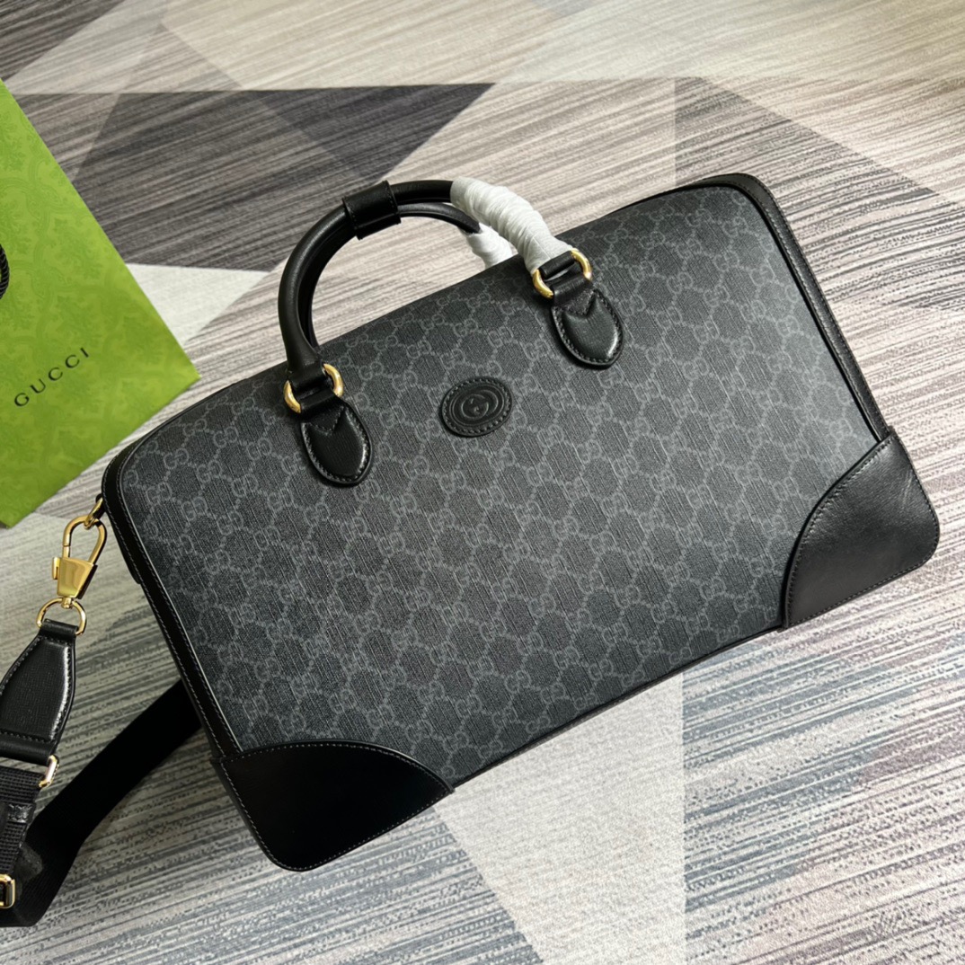 Gucci Duffle Bag With Interlocking G Black For Men 16.5in/42cm ?696014 92THF 1000
