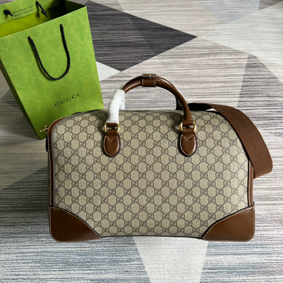 Gucci Duffle Bag With Interlocking G Brown For Men 16.5in/42cm 696014 92THG 8563