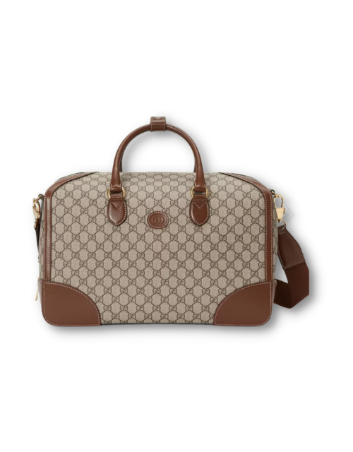 Gucci Duffle Bag With Interlocking G Brown For Men 16.5in/42cm 696014 92THG 8563