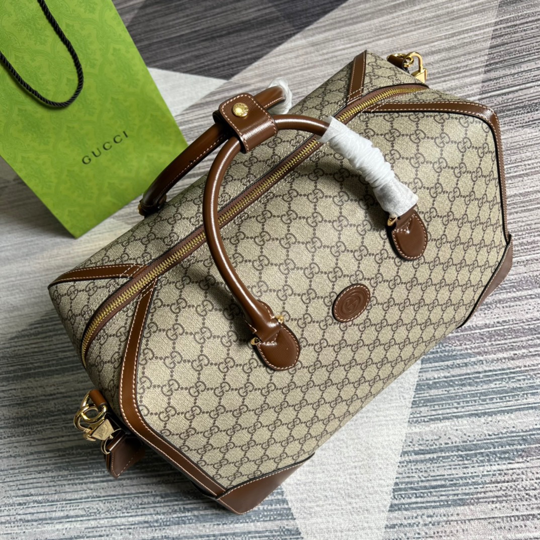 Gucci Duffle Bag With Interlocking G Brown For Men 16.5in/42cm 696014 92THG 8563