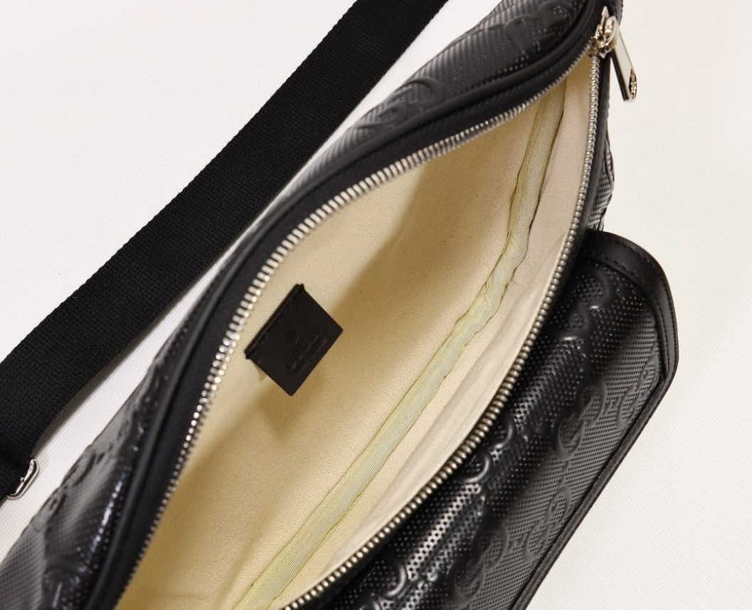 Gucci Embossed Belt Bag Black For Men 11in/28cm 645093 1W3CN 1000