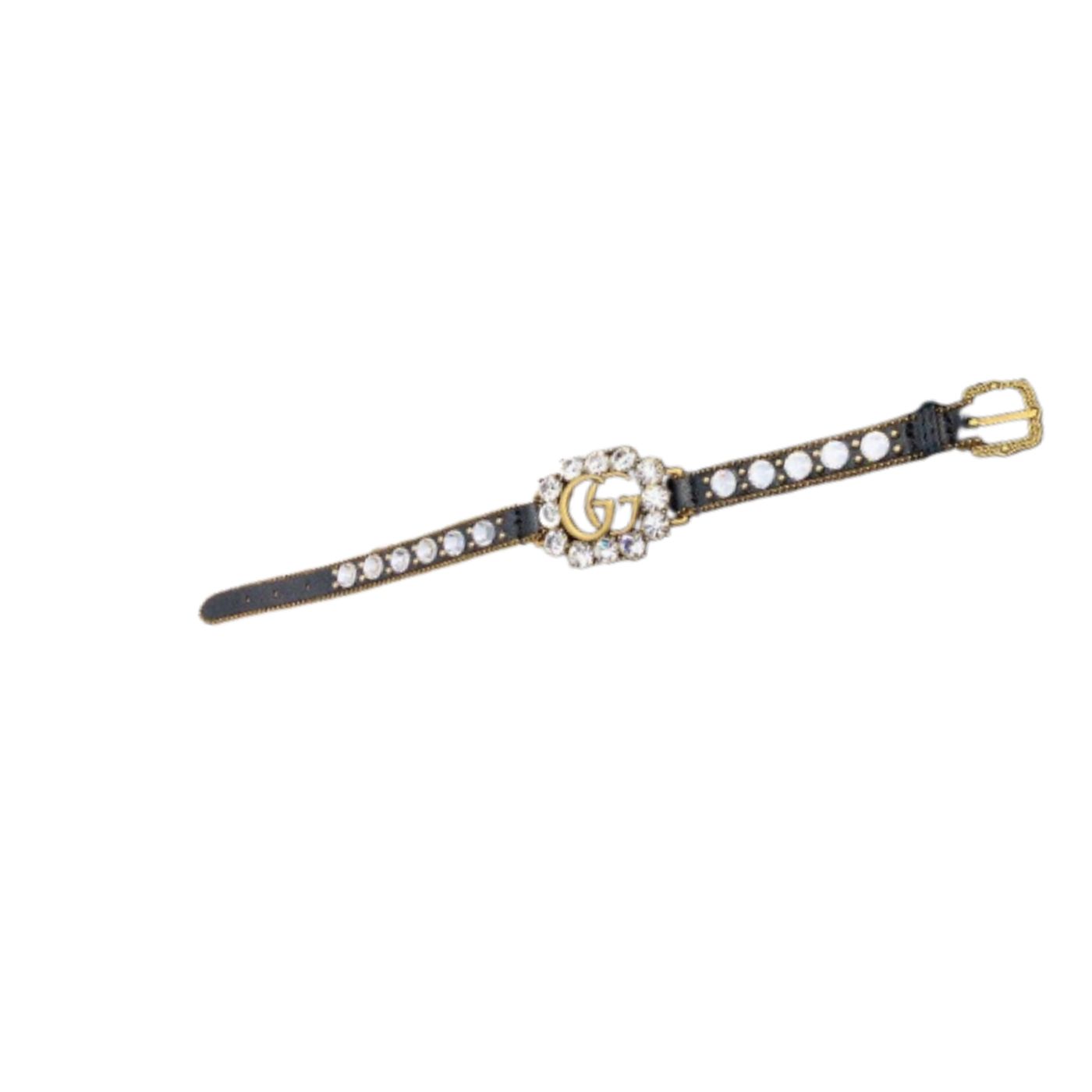 Gucci Engraved Douple G Bracelet Black For Women