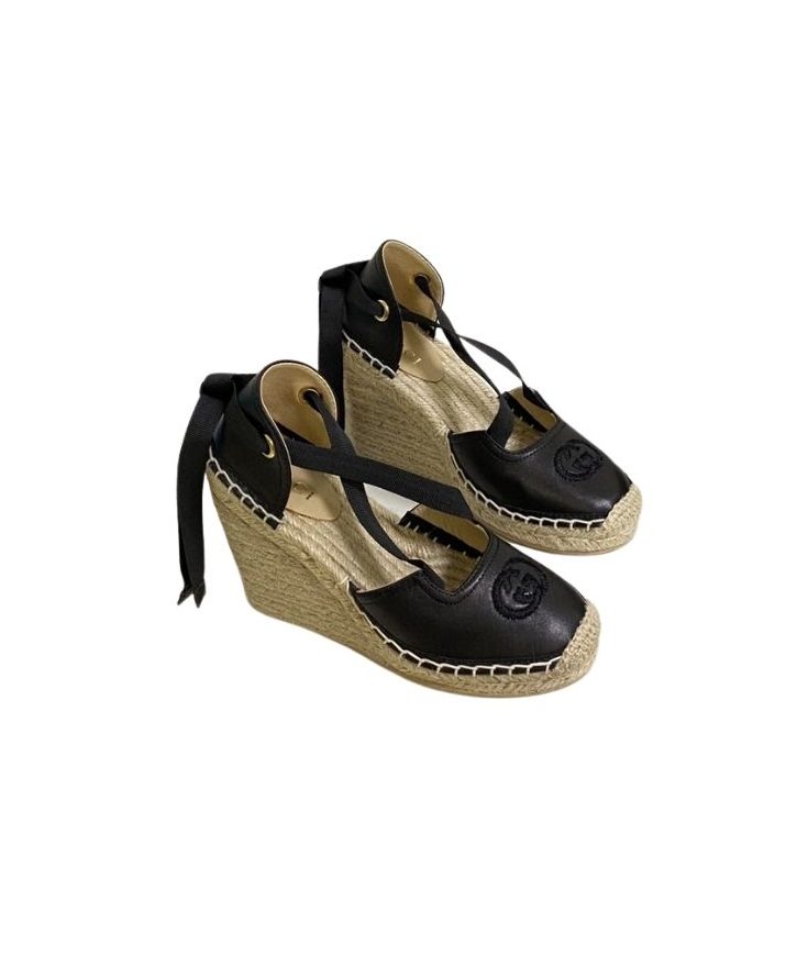 Gucci Espadrille With Ribbon Tie Black For Women