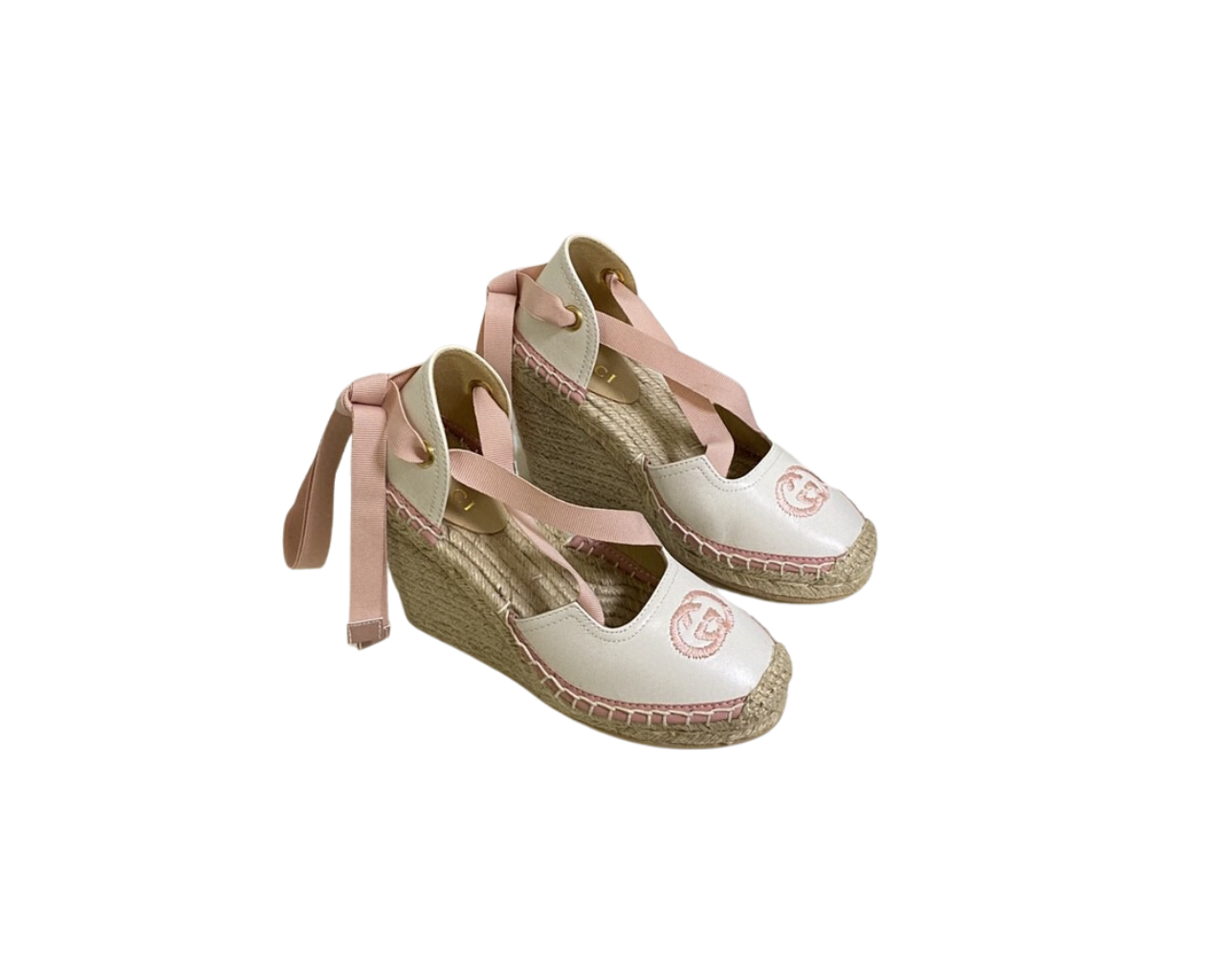 Gucci Espadrille With Ribbon Tie Light Pink For Women 725836 FAA7L 9099