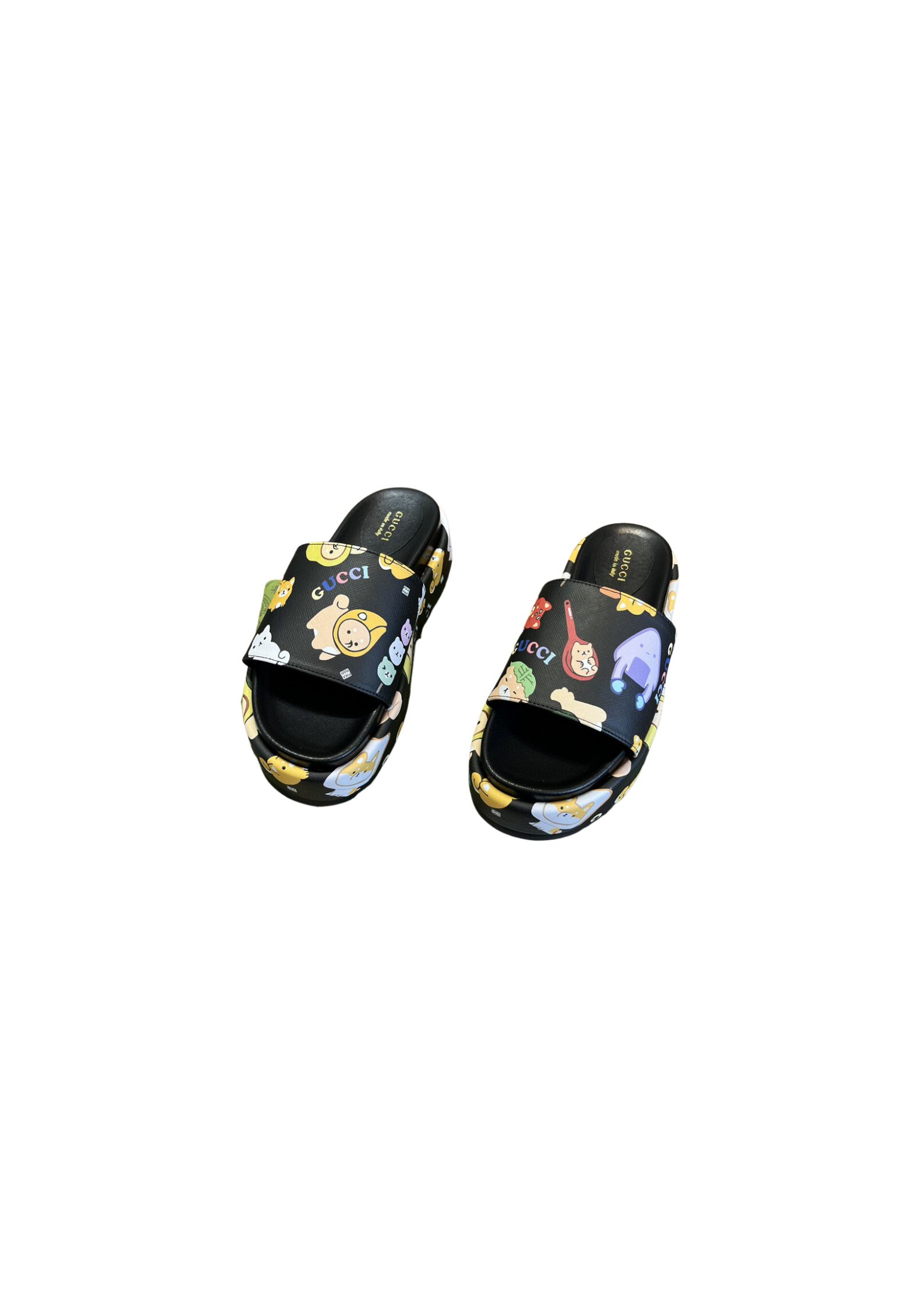 Gucci Gg Animal Print Platform Slide Sandal Black For Women