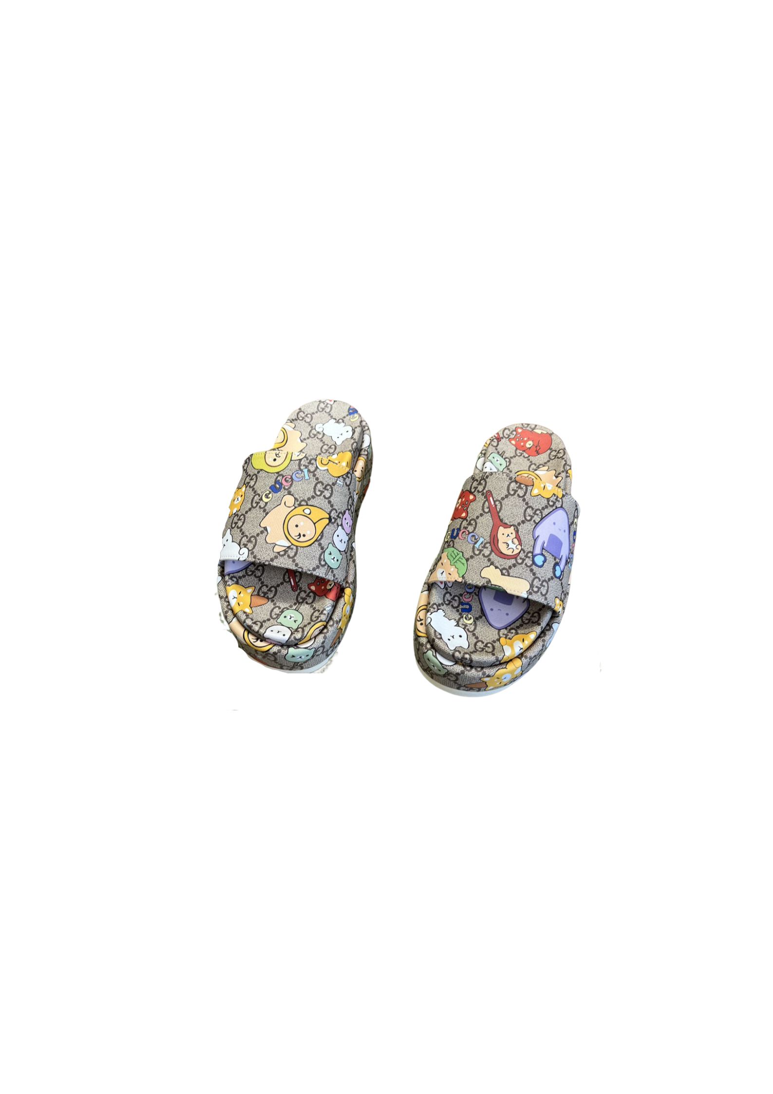 Gucci Gg Animal Print Platform Slide Sandal Grey For Women