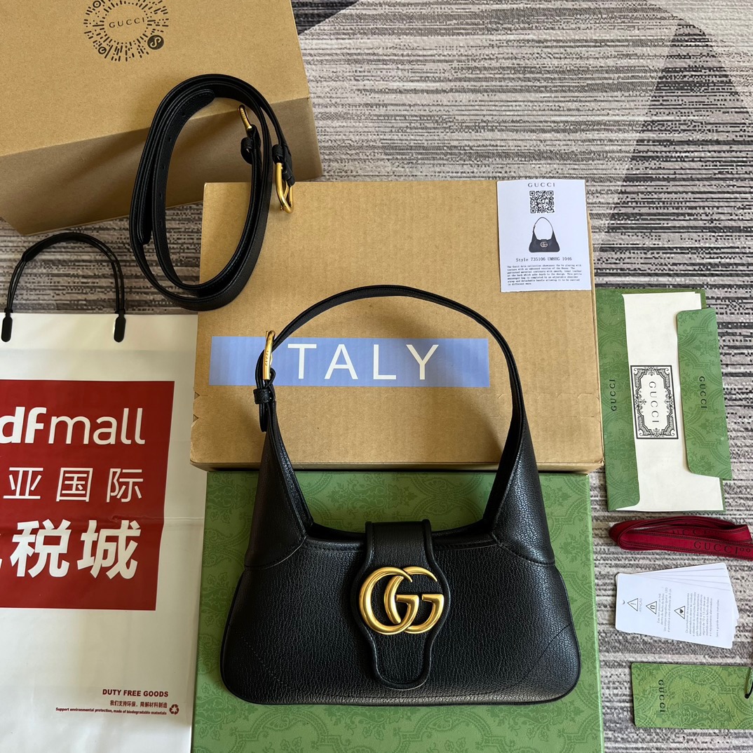 Gucci GG Aphrodite Small Shoulder Bag Black For Women 10.6in/27cm 735106 AAA9F 1000