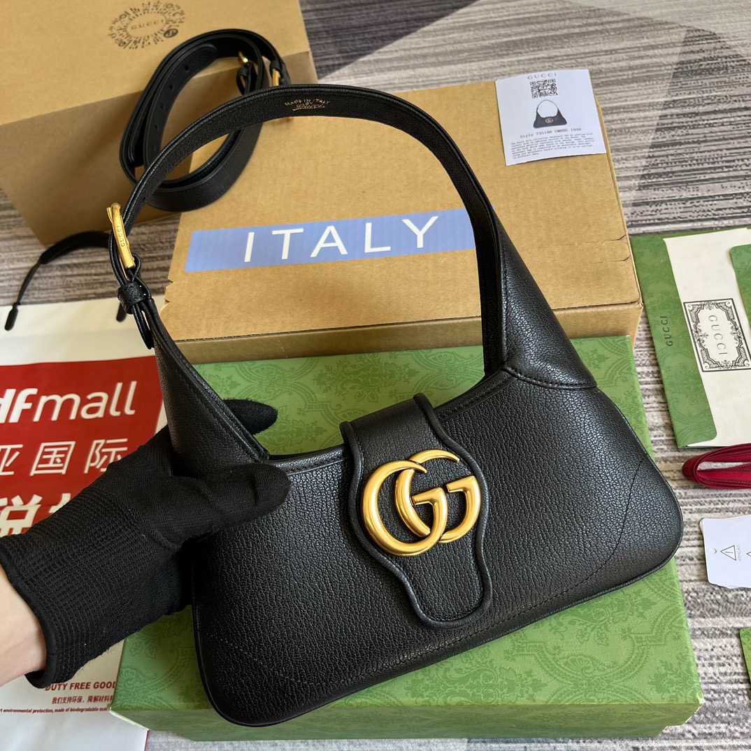 Gucci GG Aphrodite Small Shoulder Bag Black For Women 10.6in/27cm 735106 AAA9F 1000