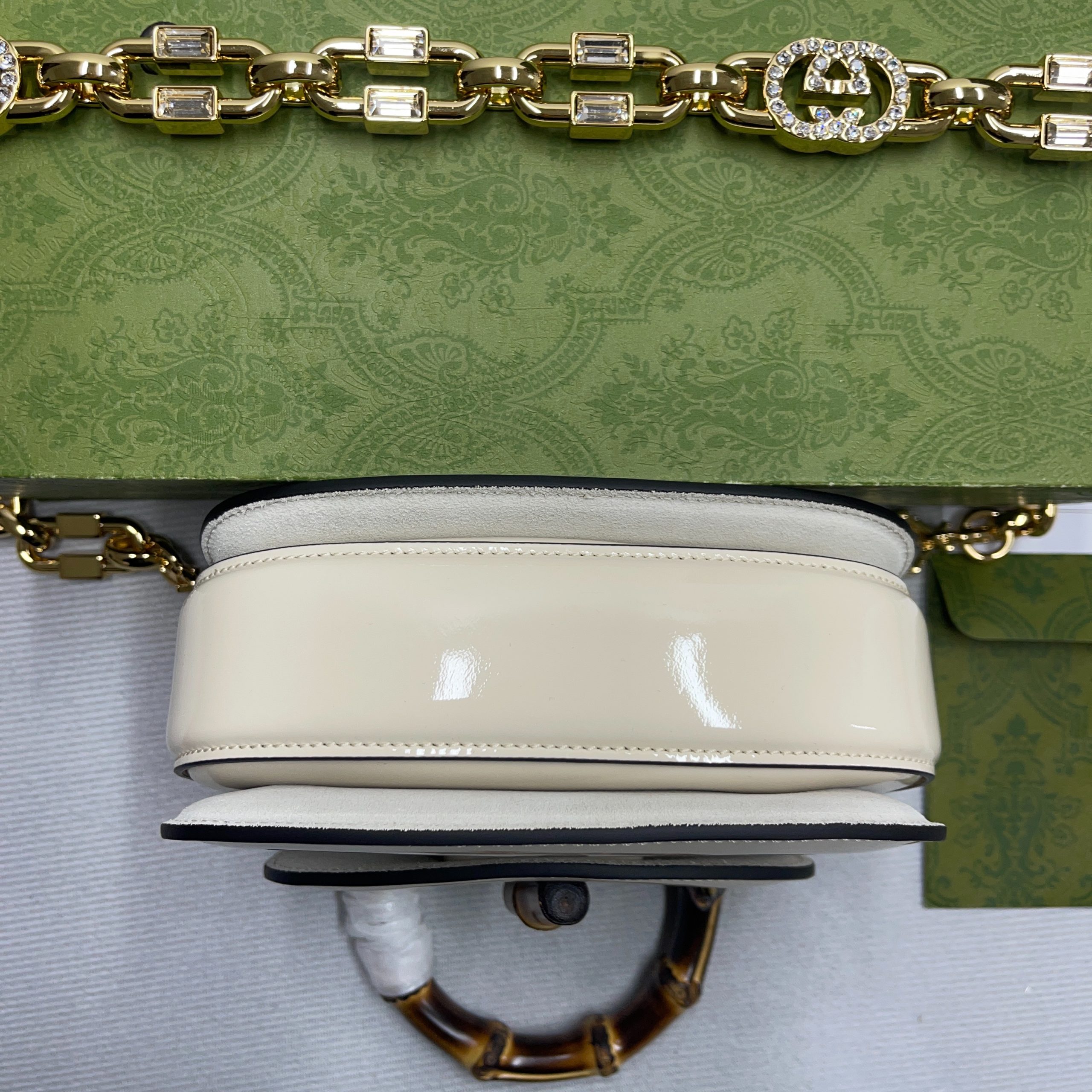 Gucci GG Bamboo 1947 Mini Top Handle Bag Pink/ White/ Black For Women ?724641 AABCE 6942 6.7 in/ 17 cm