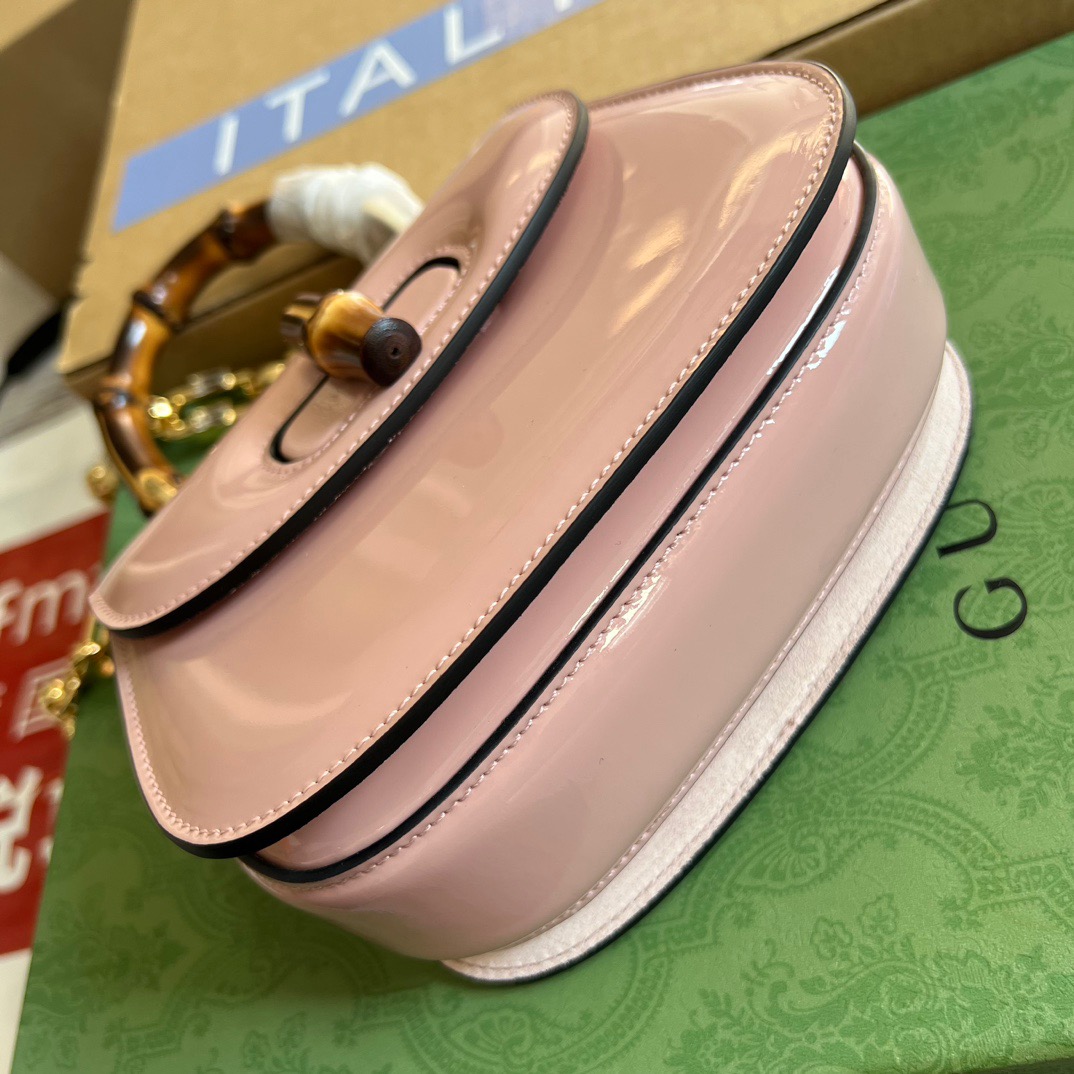 Gucci GG Bamboo 1947 Mini Top Handle Bag Pink/ White/ Black For Women ?724641 AABCE 6942 6.7 in/ 17 cm