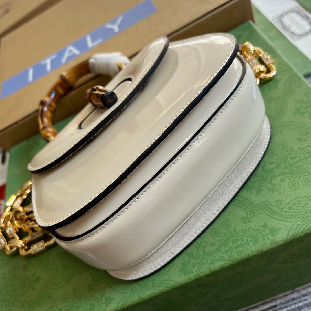 Gucci GG Bamboo 1947 Mini Top Handle Bag Pink/ White/ Black For Women ?724641 AABCE 6942 6.7 in/ 17 cm
