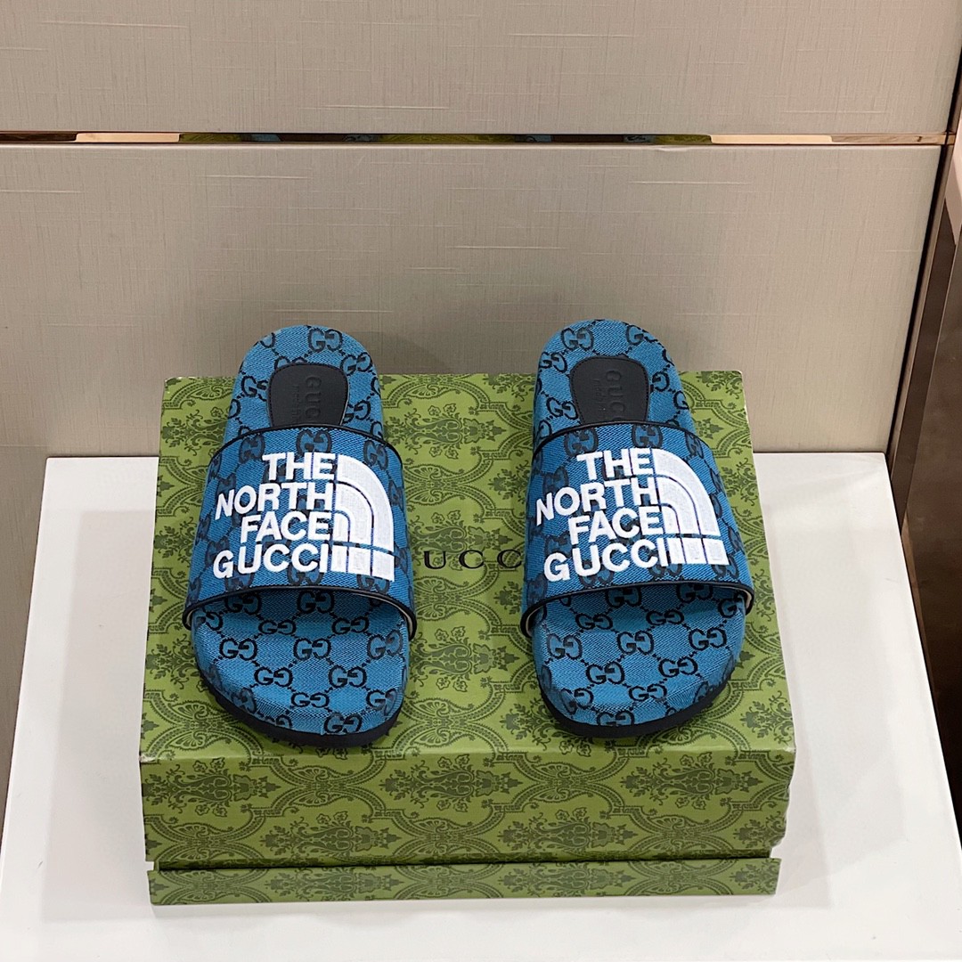 Gucci GG Canvas Slide Sandal Blue For Men