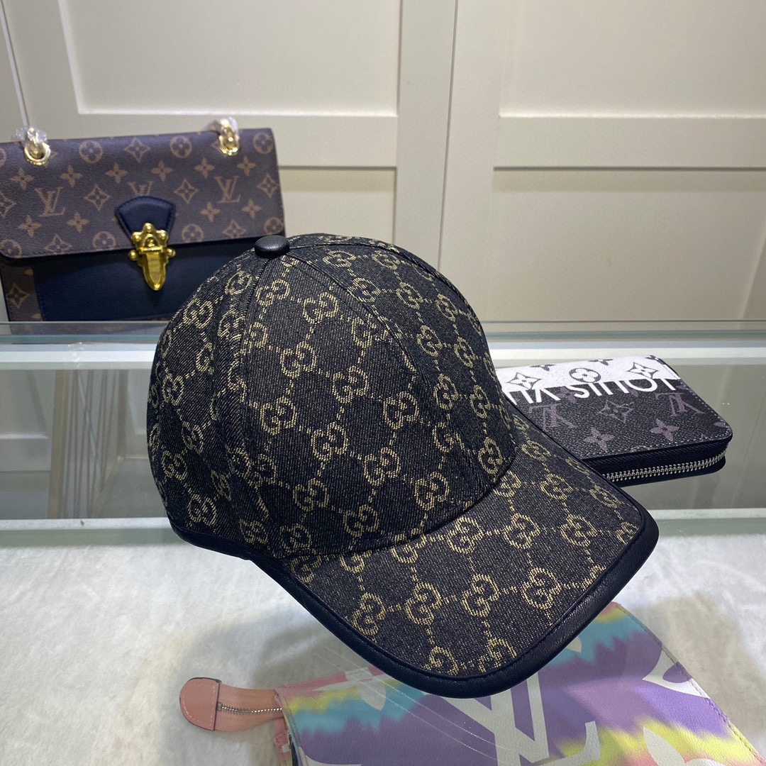 Gucci GG Denim Baseball Hat Black GG Hat
