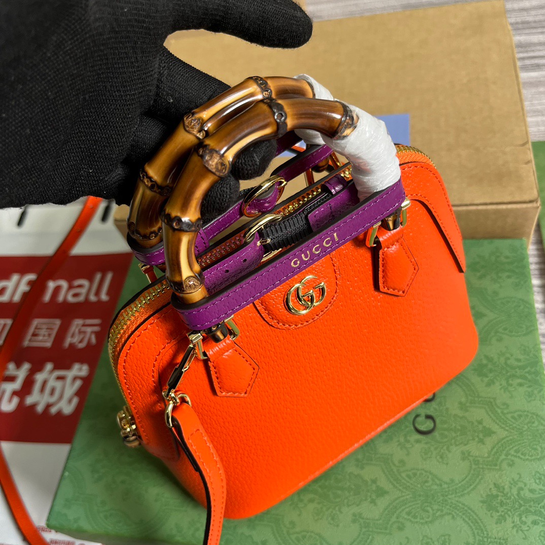 Gucci GG Diana Mini Tote Bag Orange/ Purple For Women ???715775 DJ24G 7564 7.9 in/ 20 cm