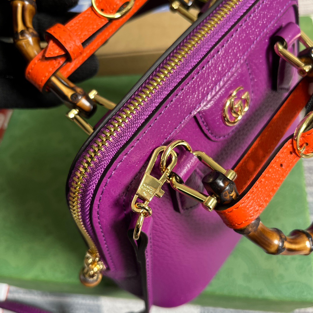 Gucci GG Diana Mini Tote Bag Orange/ Purple For Women ???715775 DJ24G 7564 7.9 in/ 20 cm
