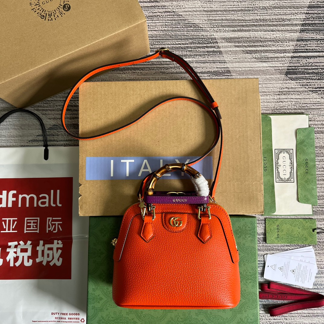 Gucci GG Diana Mini Tote Bag Orange/ Purple For Women ???715775 DJ24G 7564 7.9 in/ 20 cm