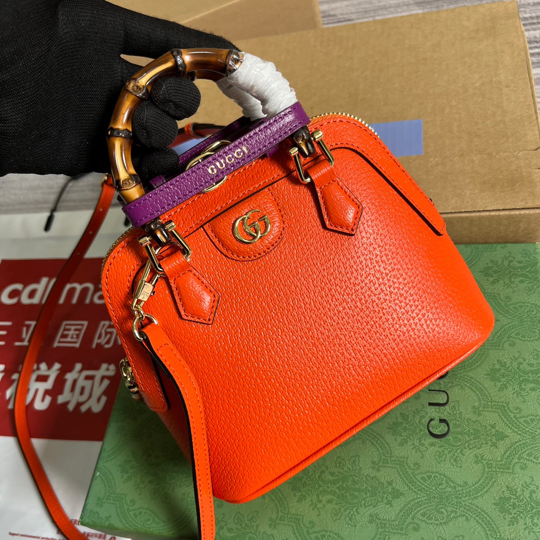 Gucci GG Diana Mini Tote Bag Orange/ Purple For Women ???715775 DJ24G 7564 7.9 in/ 20 cm