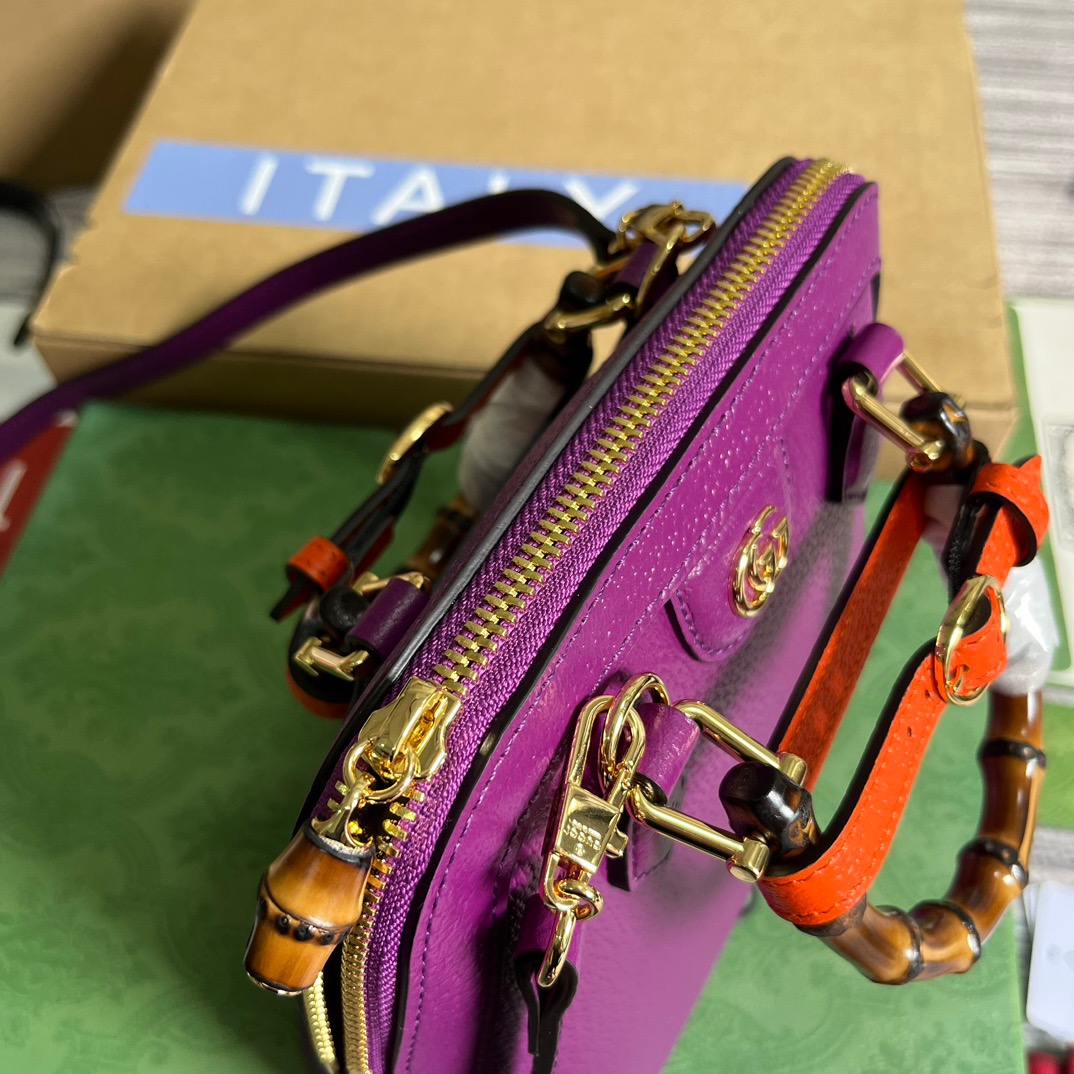 Gucci GG Diana Mini Tote Bag Orange/ Purple For Women ???715775 DJ24G 7564 7.9 in/ 20 cm