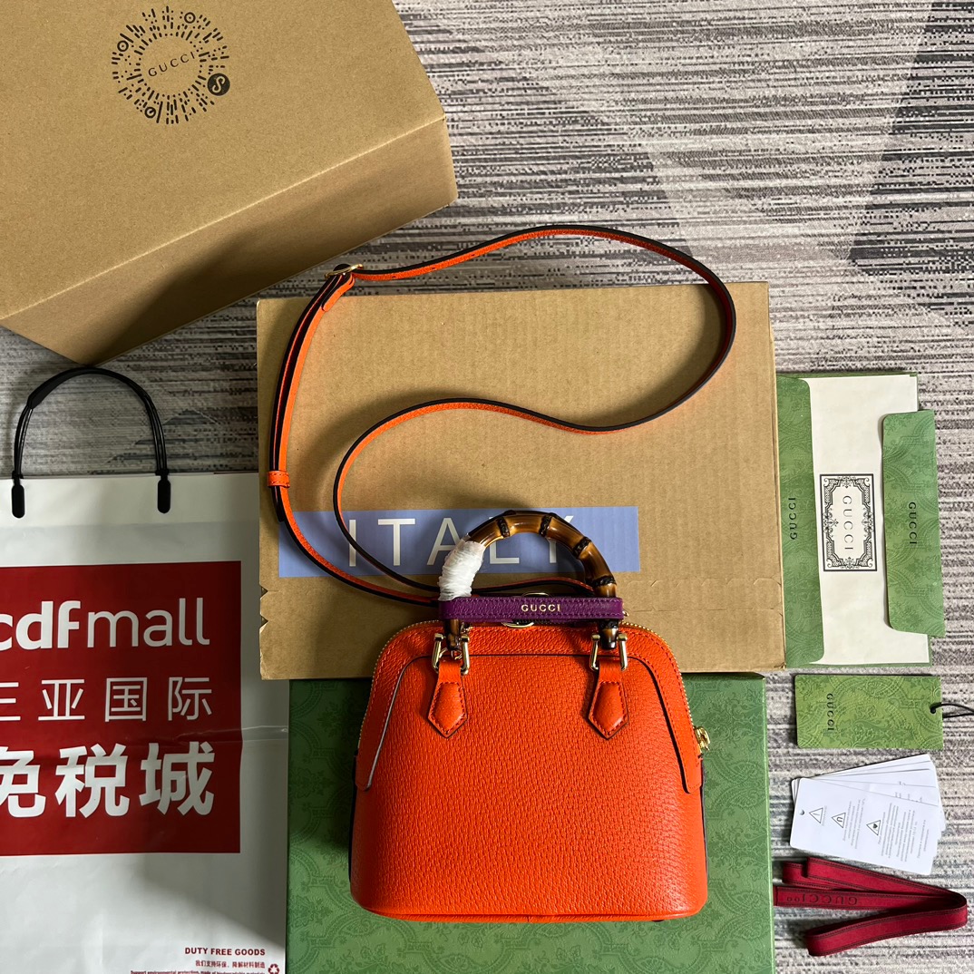 Gucci GG Diana Mini Tote Bag Orange/ Purple For Women ???715775 DJ24G 7564 7.9 in/ 20 cm