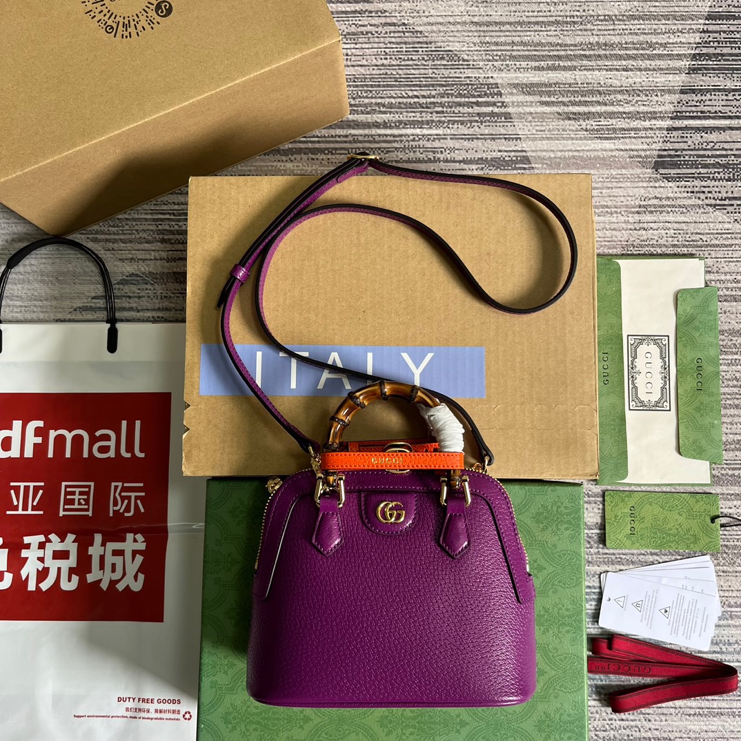 Gucci GG Diana Mini Tote Bag Orange/ Purple For Women ???715775 DJ24G 7564 7.9 in/ 20 cm