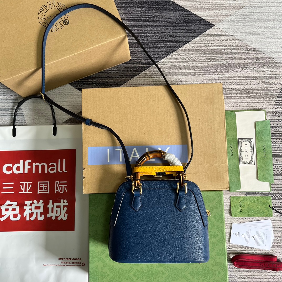 Gucci GG Diana Mini Tote Bag White/ Black/ Orange/ Navy Blue/ Purple For Women ??715775 DJ24G 9042 7.9 in/ 20 cm