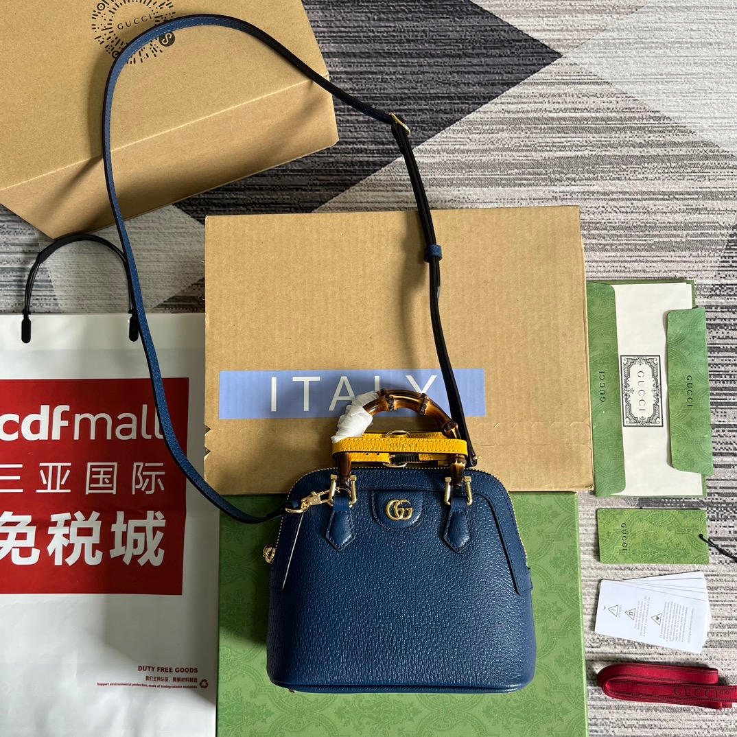 Gucci GG Diana Mini Tote Bag White/ Black/ Orange/ Navy Blue/ Purple For Women ??715775 DJ24G 9042 7.9 in/ 20 cm