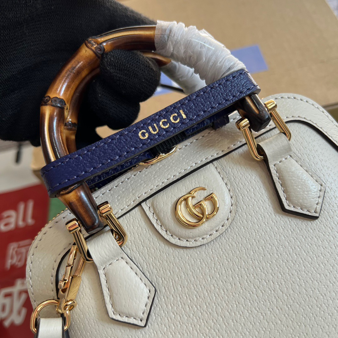 Gucci GG Diana Mini Tote Bag White/ Black/ Orange/ Navy Blue/ Purple For Women ??715775 DJ24G 9042 7.9 in/ 20 cm