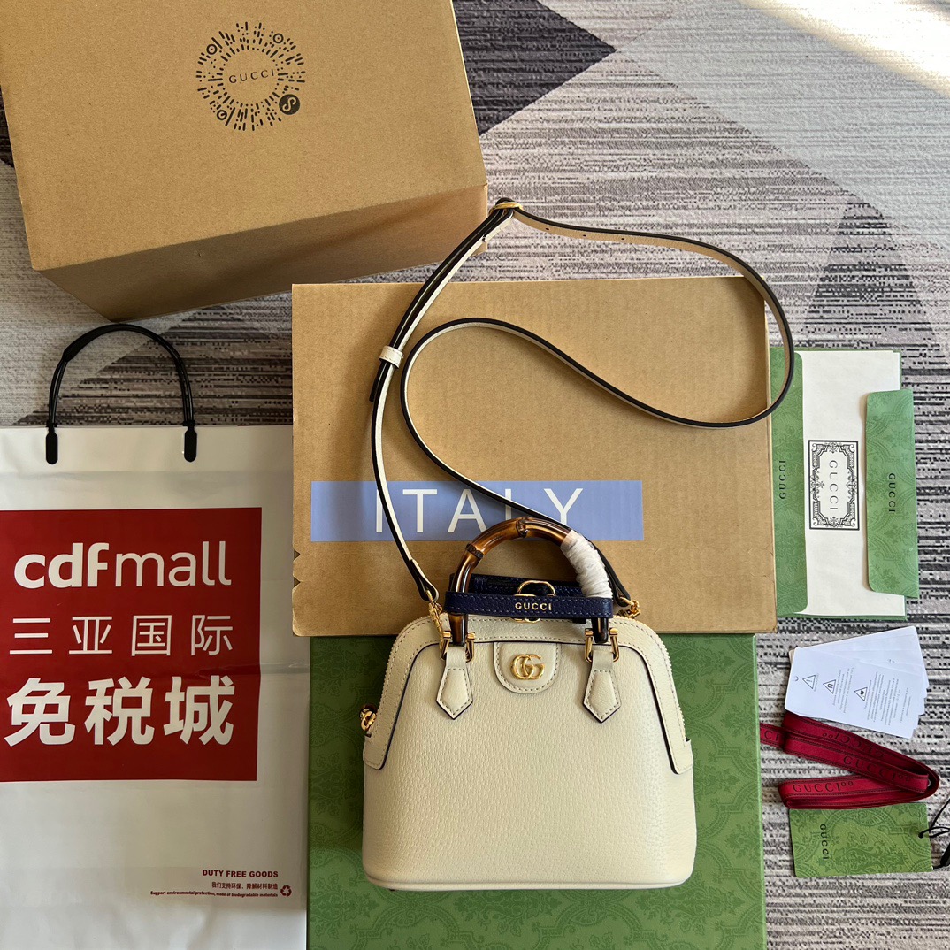 Gucci GG Diana Mini Tote Bag White/ Black/ Orange/ Navy Blue/ Purple For Women ??715775 DJ24G 9042 7.9 in/ 20 cm