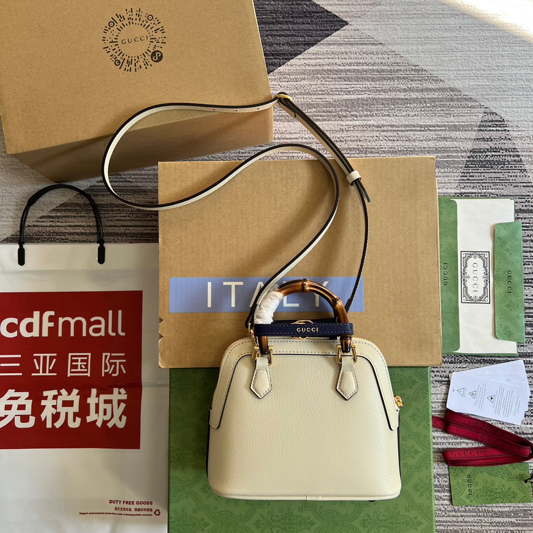 Gucci GG Diana Mini Tote Bag White/ Black/ Orange/ Navy Blue/ Purple For Women ??715775 DJ24G 9042 7.9 in/ 20 cm