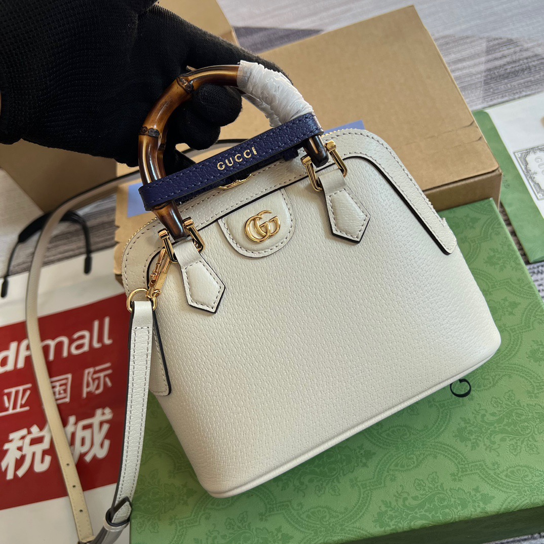 Gucci GG Diana Mini Tote Bag White/ Black/ Orange/ Navy Blue/ Purple For Women ??715775 DJ24G 9042 7.9 in/ 20 cm