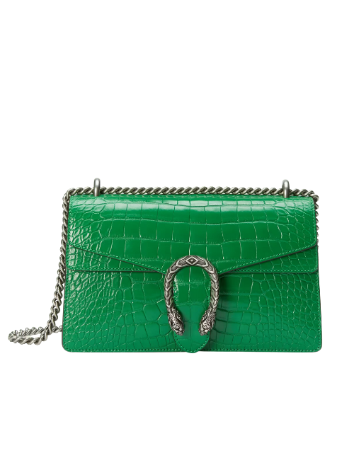 Gucci GG Dionysus Crocodile Small Shoulder Bag Green/Black/White For Women? 400249 EV40N 3219 11 in/ 28 cm