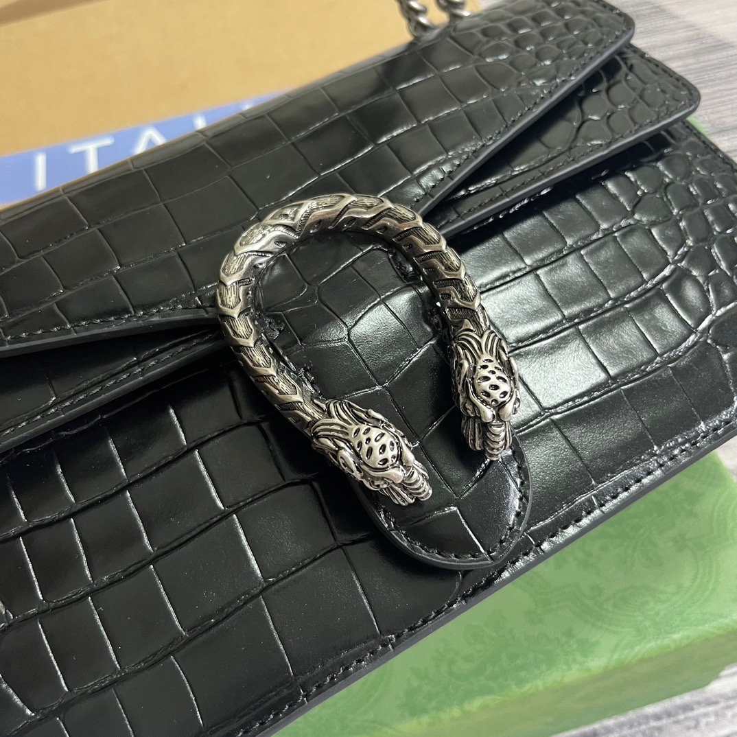 Gucci GG Dionysus Crocodile Small Shoulder Bag Green/Black/White For Women? 400249 EV40N 3219 11 in/ 28 cm