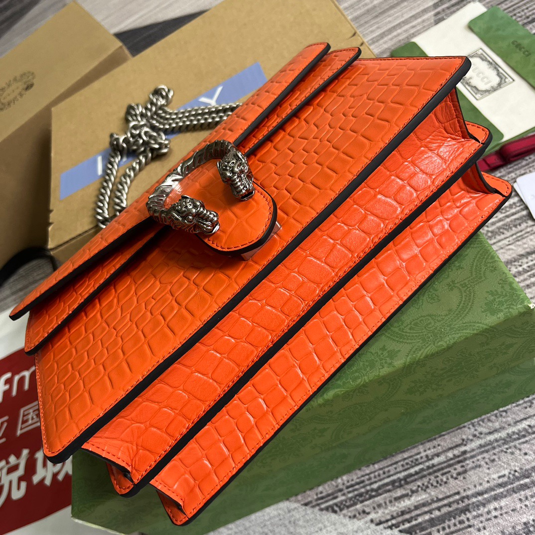 Gucci GG Dionysus Crocodile Small Shoulder Bag Orange/Red/Purple For Women? 11 in/ 28 cm