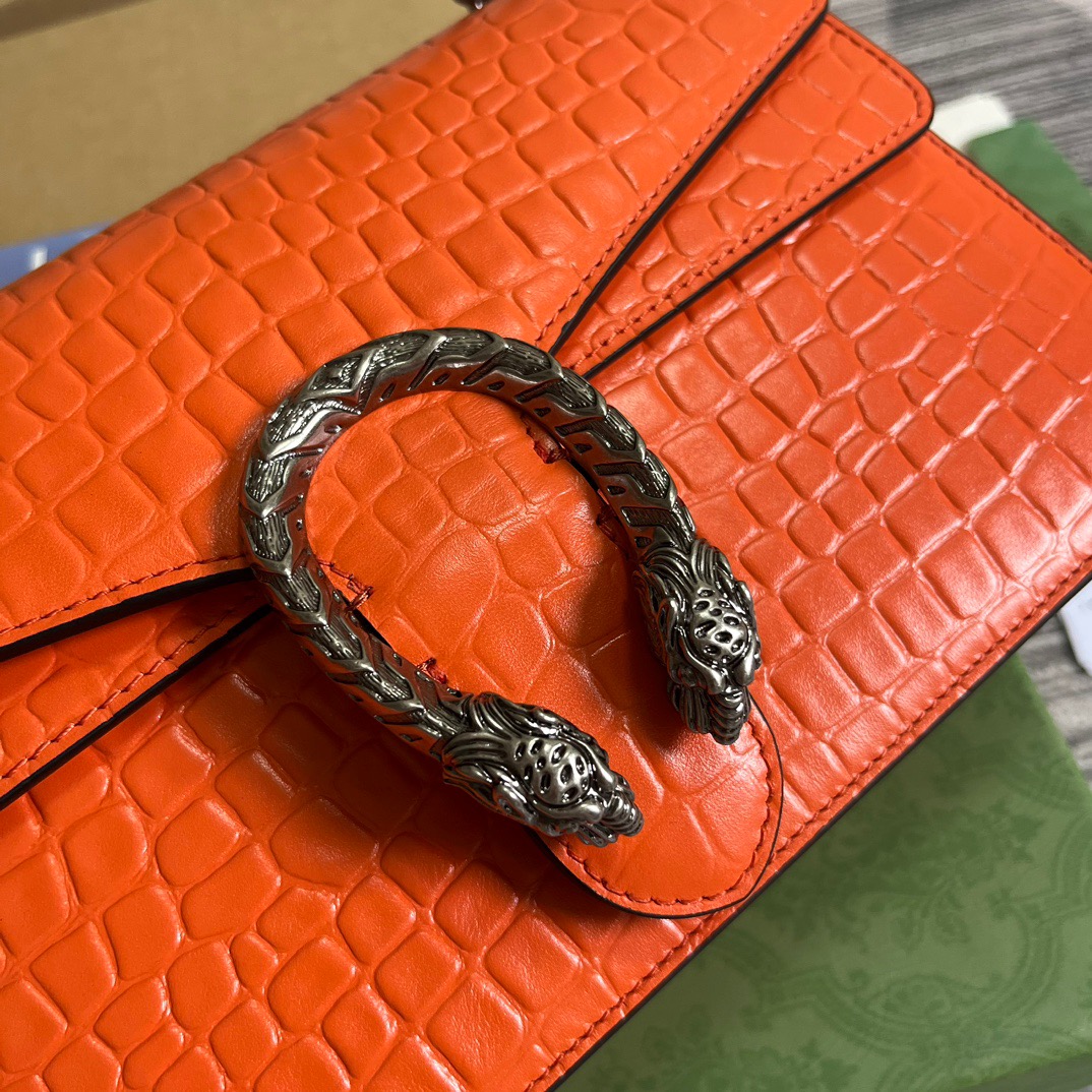 Gucci GG Dionysus Crocodile Small Shoulder Bag Orange/Red/Purple For Women? 11 in/ 28 cm