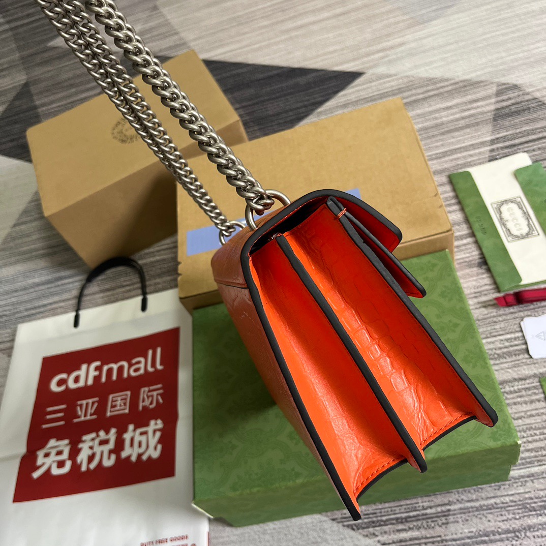 Gucci GG Dionysus Crocodile Small Shoulder Bag Orange/Red/Purple For Women? 11 in/ 28 cm