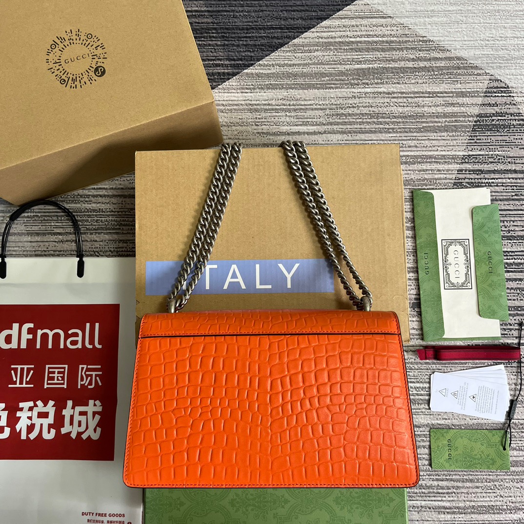 Gucci GG Dionysus Crocodile Small Shoulder Bag Orange/Red/Purple For Women? 11 in/ 28 cm